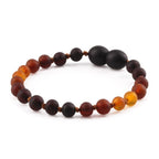 Baltic Amber Baby Teething Bracelet Baroque Rainbow Matte Finish - Wholesale Lot of 10pcs - 14cm / 5.5in - XB55RB2M