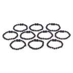 Baltic Amber Baby Teething Bracelet Baroque Black Matte Finish - Wholesale Lot of 10pcs - 14cm / 5.5in - XB54BM
