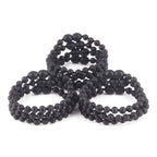 Baltic Amber Baby Teething Bracelet Baroque Black Matte Finish - Wholesale Lot of 10pcs - 14cm / 5.5in - XB54BM