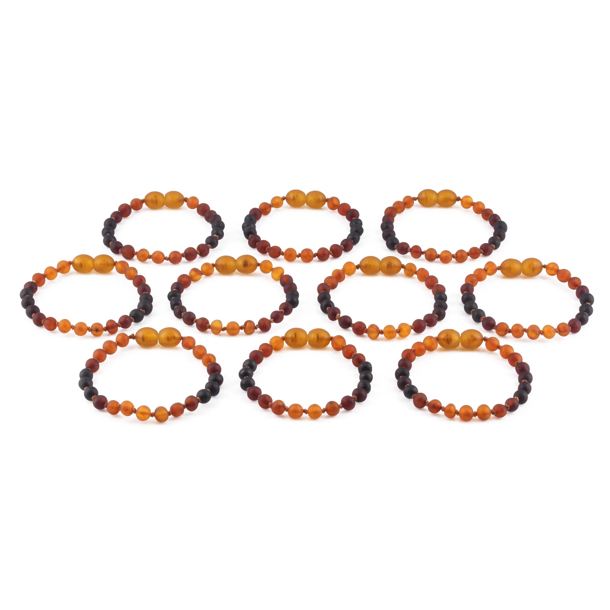 BALTIC AMBER BABY TEETHING BRACELETS LOT OF 10pcs - BAROQUE. XB55RB1M