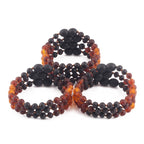 Baltic Amber Baby Teething Bracelet Baroque Rainbow Matte Finish - Wholesale Lot of 10pcs - 14cm / 5.5in - XB55RB2M