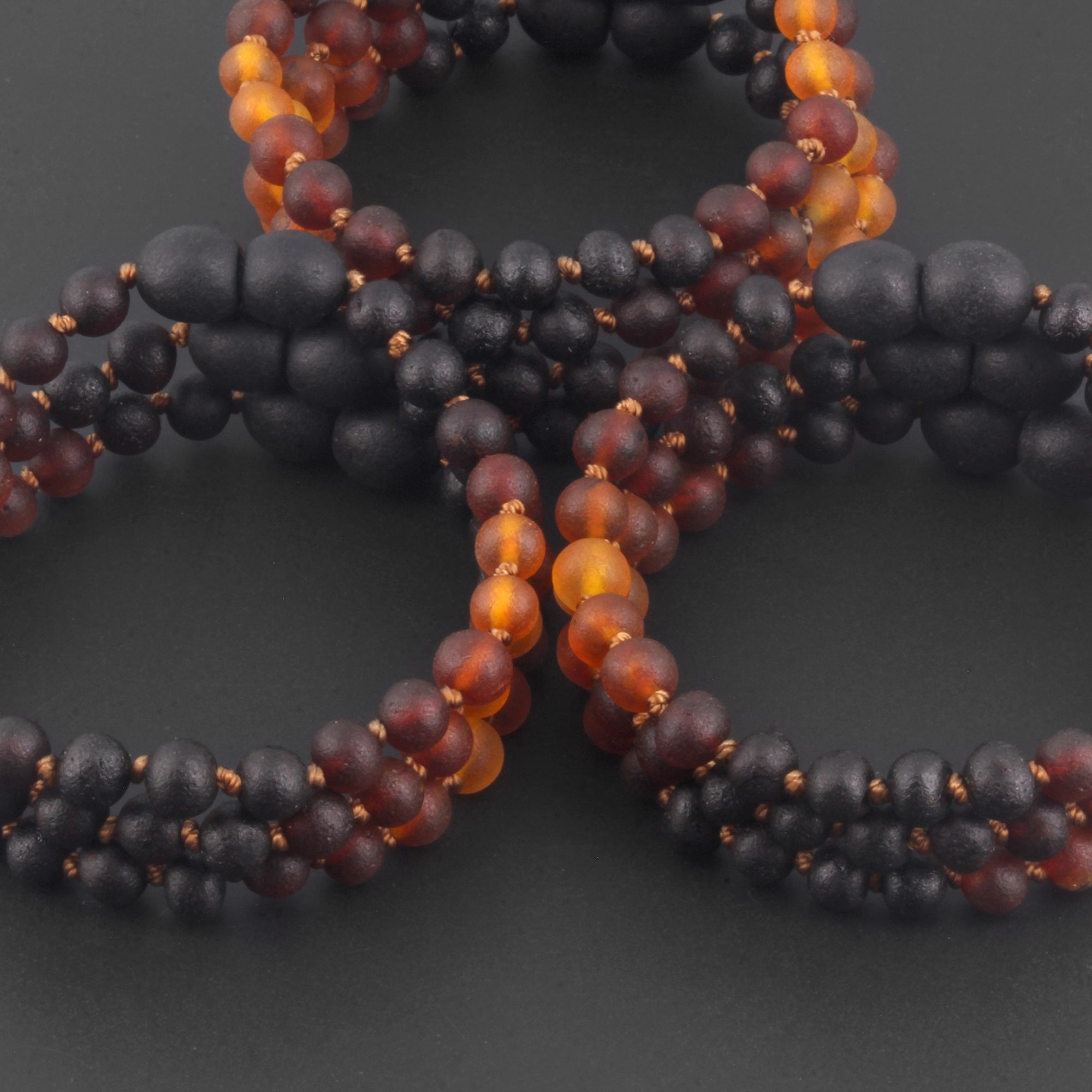 Baltic Amber Baby Teething Bracelet Baroque Rainbow Matte Finish - Wholesale Lot of 10pcs - 14cm / 5.5in - XB55RB2M