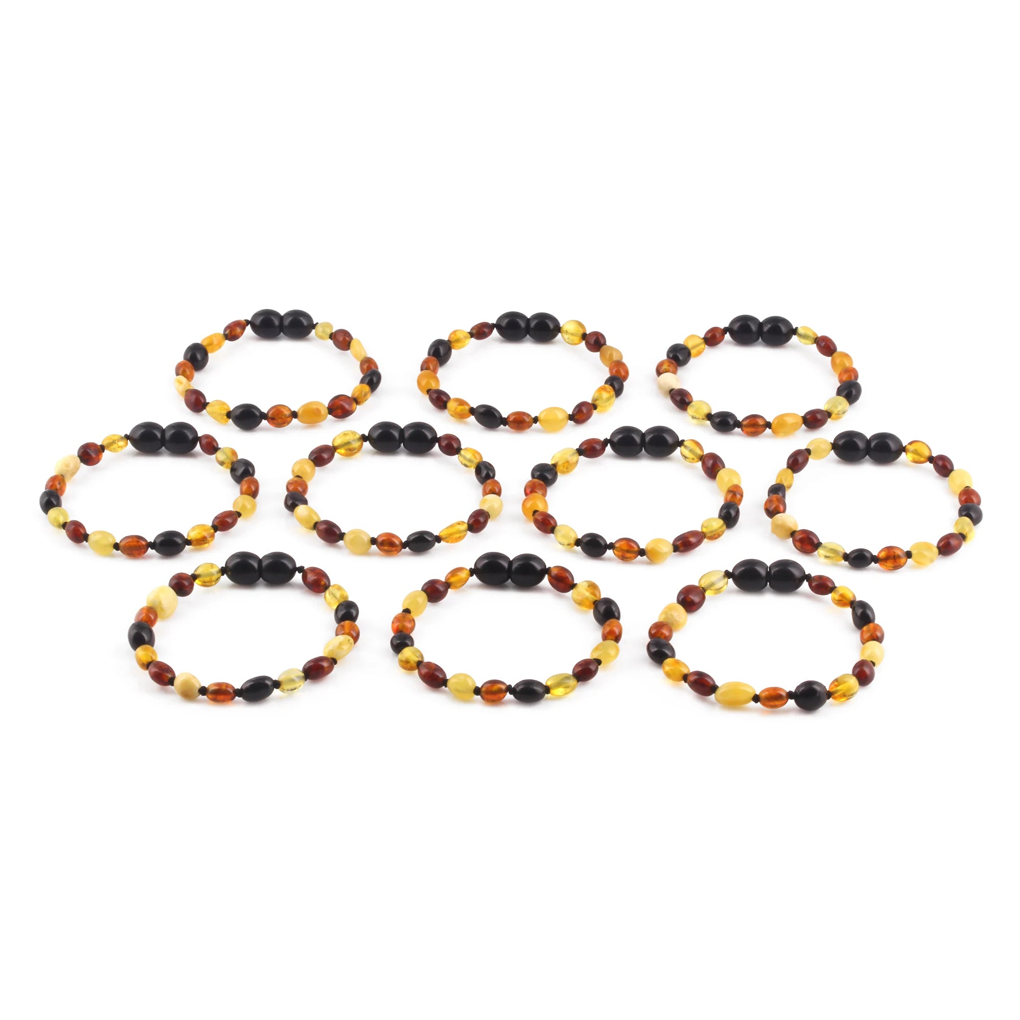 BALTIC AMBER BABY TEETHING BRACELETS LOT OF 10pcs - OLIVE. XO54M2