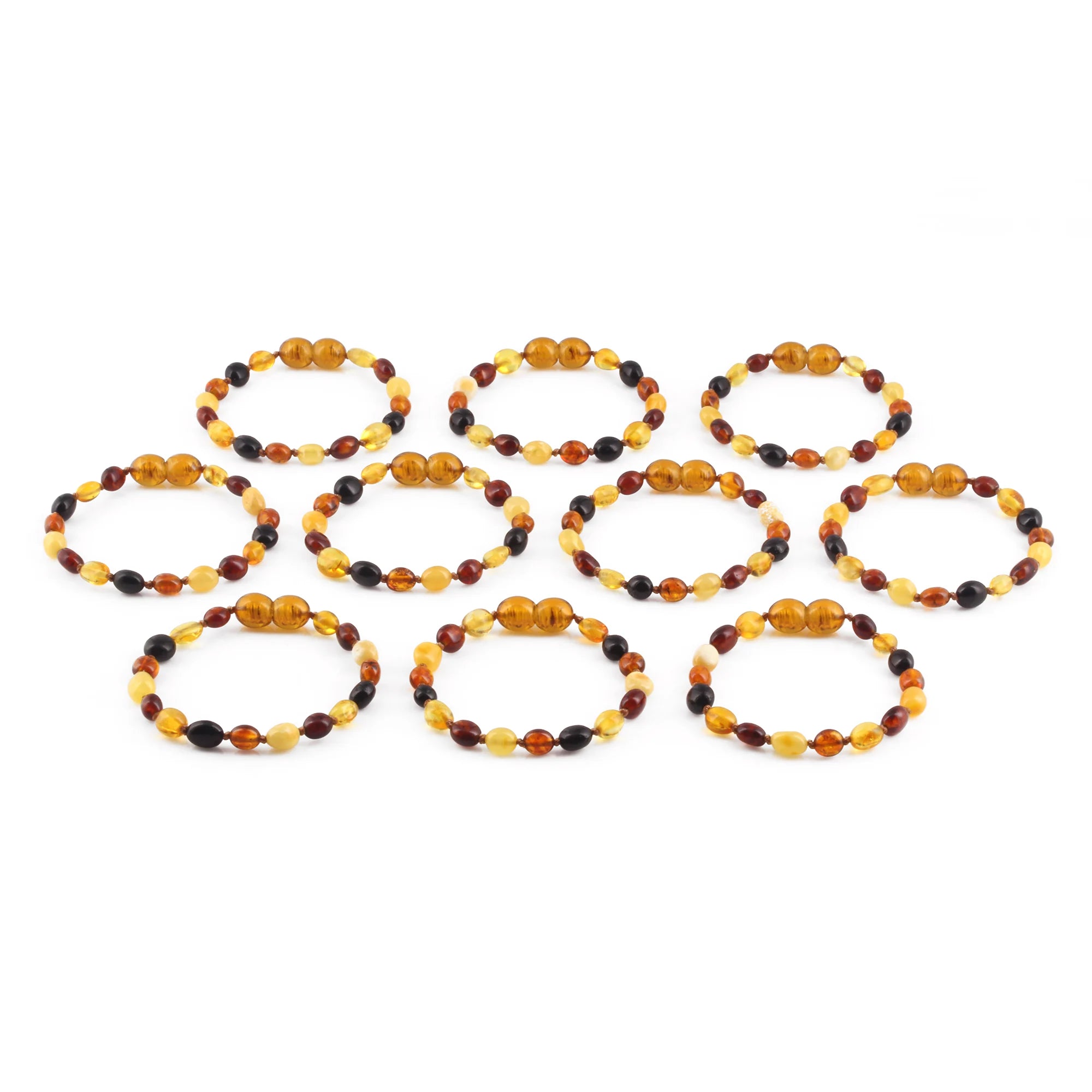 BALTIC AMBER BABY TEETHING BRACELETS LOT OF 10pcs - OLIVE. XO54M