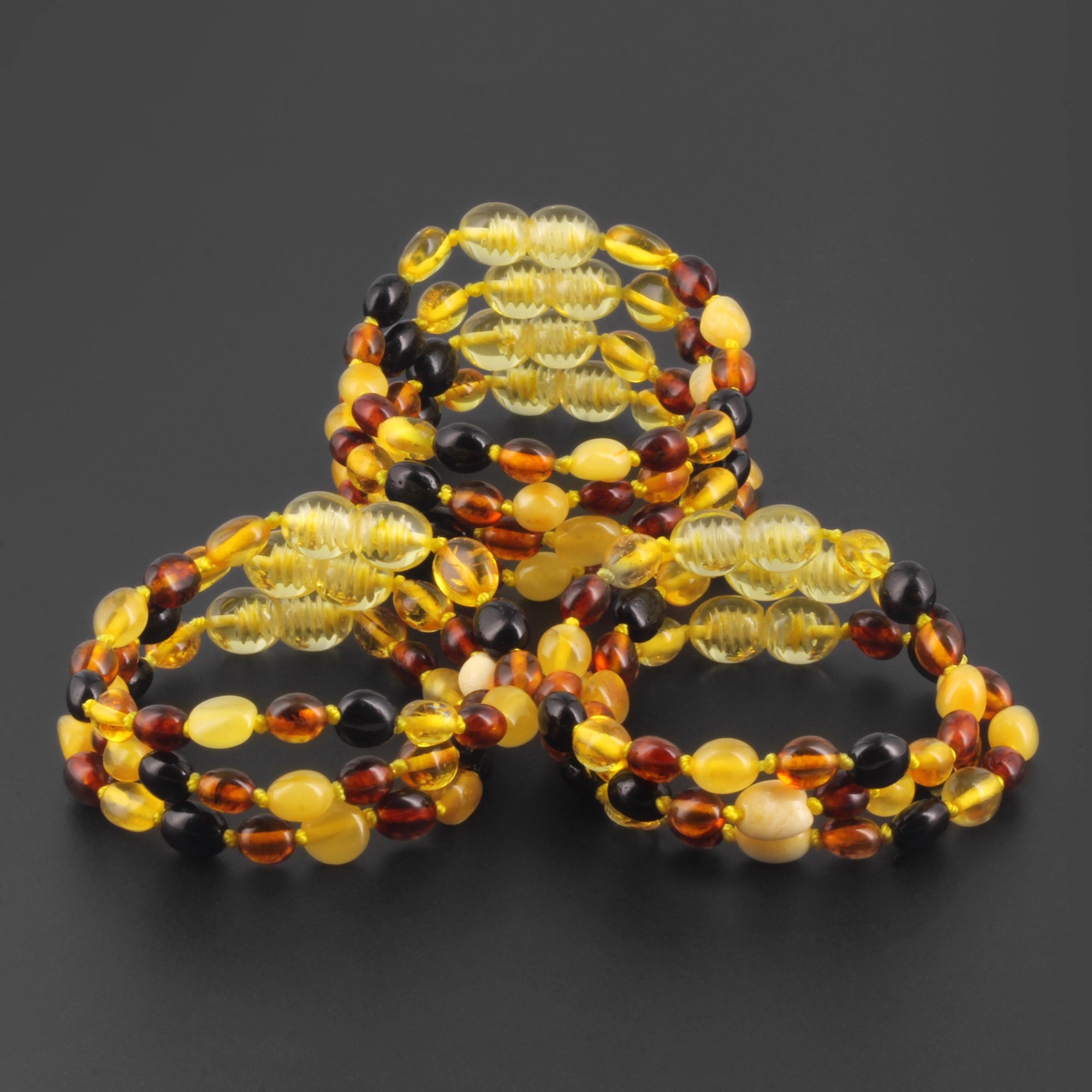 BALTIC AMBER BABY TEETHING BRACELETS LOT OF 10pcs - OLIVE. XO54M1