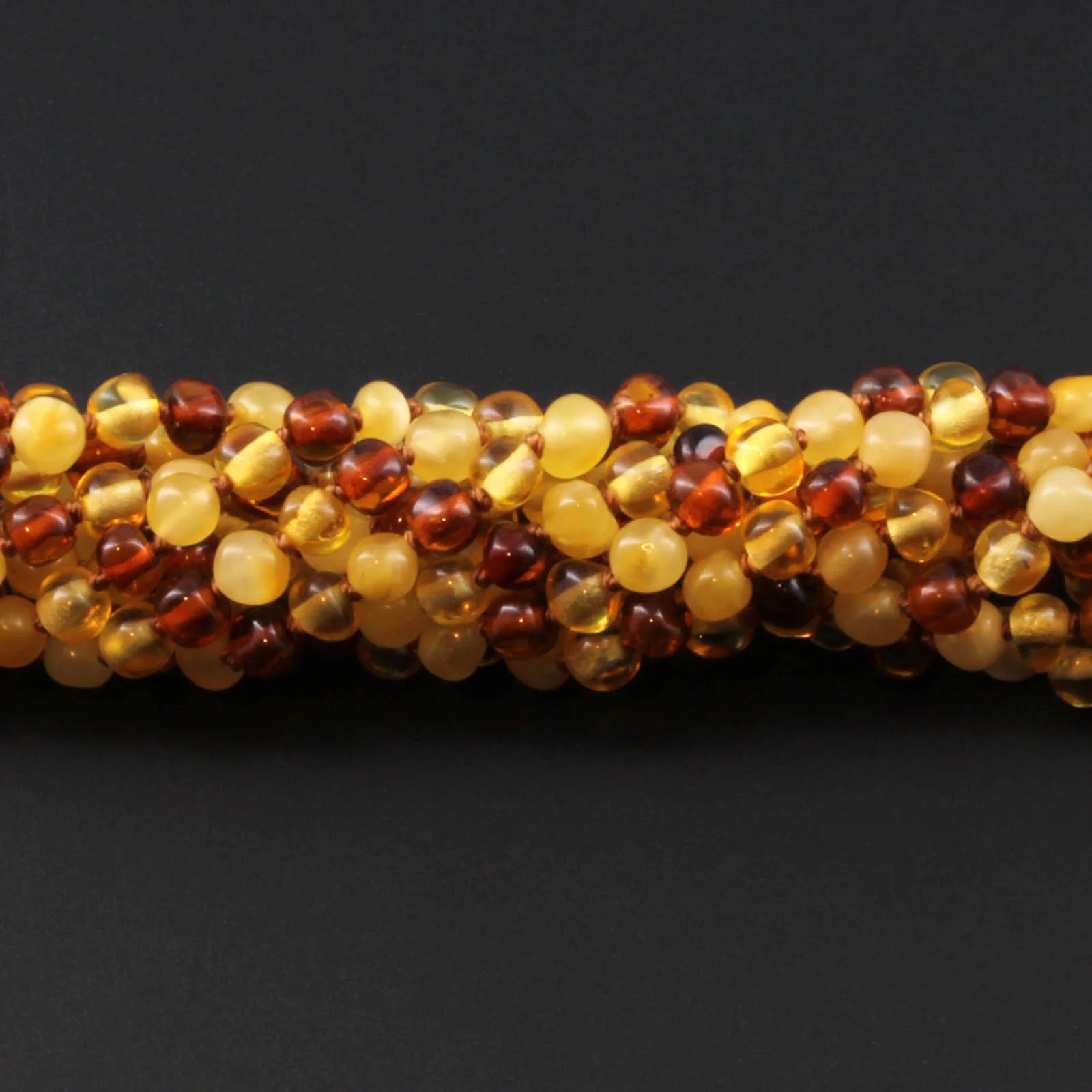 Baltic Amber Baby Teething Bracelet Baroque Multicolor Glossy Finish - Wholesale Lot of 10pcs - 14cm / 5.5in - BE198