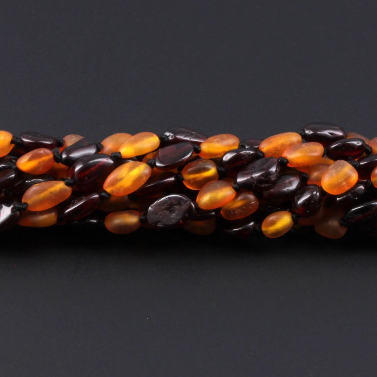 Baltic Amber Baby Teething Necklace Olive Cognac Glossy/Matte Finish - Wholesale Lot of 10pcs - 32cm / 12.6in - LE01