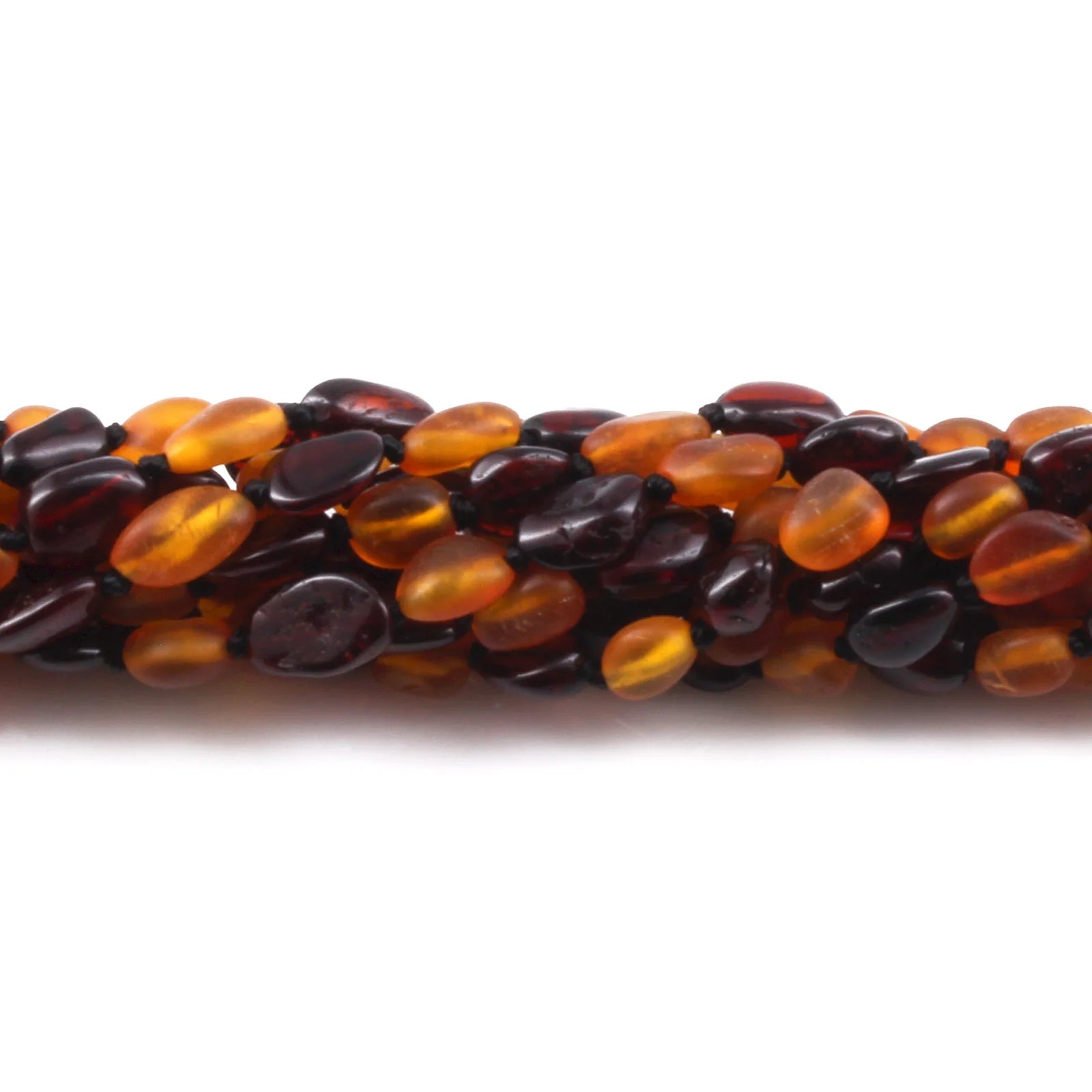 Baltic Amber Baby Teething Necklace Olive Cognac Glossy/Matte Finish - Wholesale Lot of 10pcs - 32cm / 12.6in - LE01