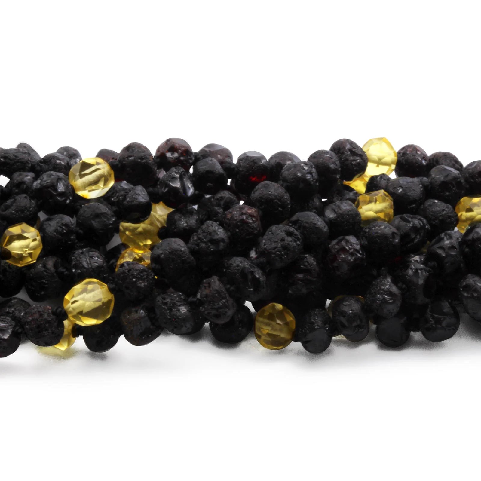 Baltic Amber Baby Teething Bracelet Baroque Black Rough Finish - Wholesale Lot of 10pcs - 14cm / 5.5in - BE189