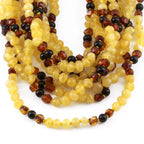 Baltic Amber Baby Teething Necklace Baroque Multicolor Glossy Finish - Wholesale Lot of 10pcs - 32cm / 12.6in - BE197