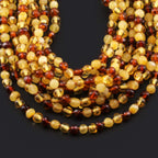 Baltic Amber Baby Teething Necklace Baroque Multicolor Glossy Finish - Wholesale Lot of 10pcs - 32cm / 12.6in - BE198