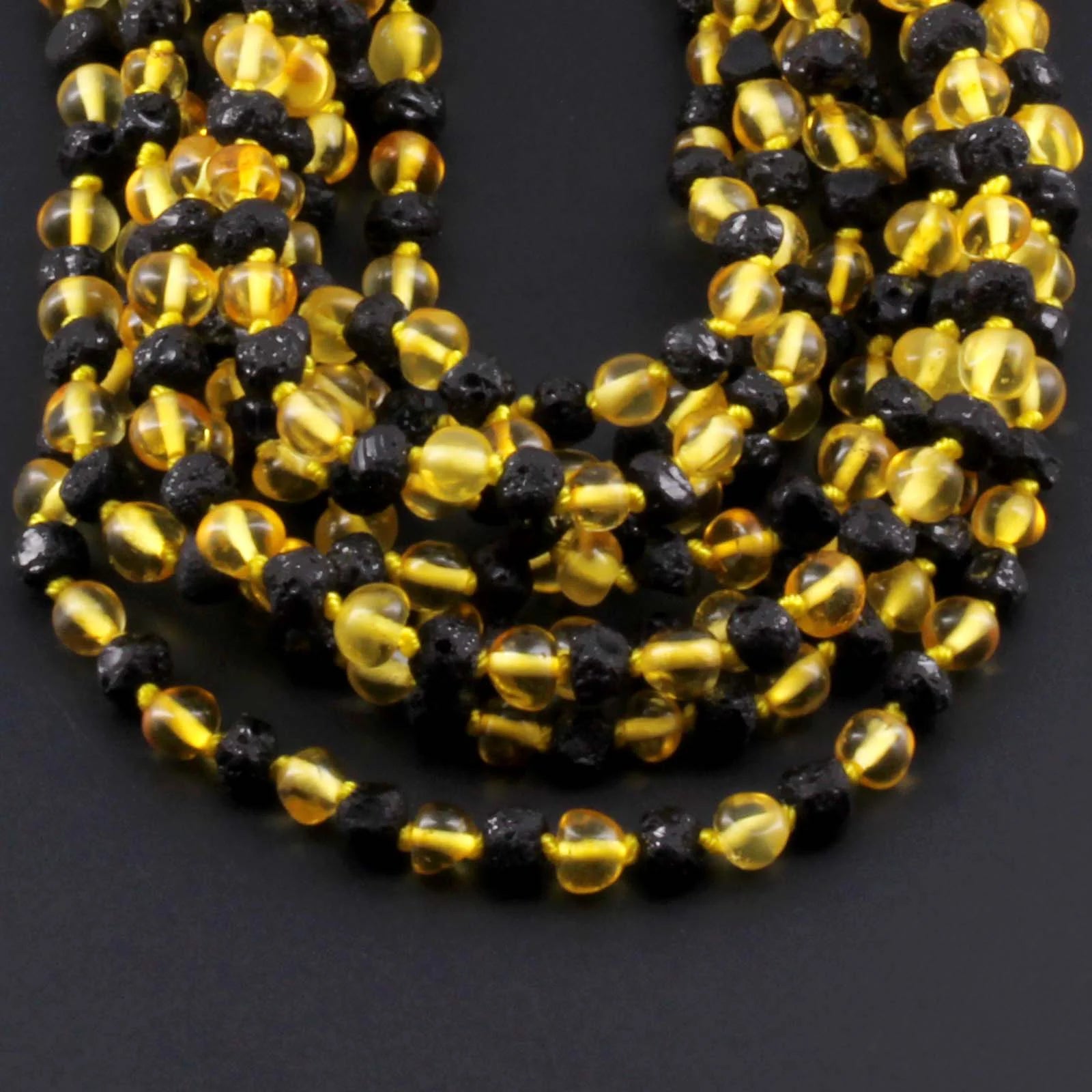 Baltic Amber Baby Teething Necklace Baroque Multicolor Glossy/Rough Finish - Wholesale Lot of 10pcs - 32cm / 12.6in - BE201