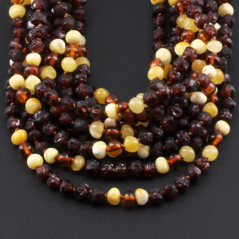 BALTIC AMBER BABY TEETHING NECKLACES LOT OF 10pcs - BAROQUE. CE141