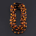 Baltic Amber Baby Teething Necklace Olive Cognac Glossy/Matte Finish - Wholesale Lot of 10pcs - 32cm / 12.6in - LE01