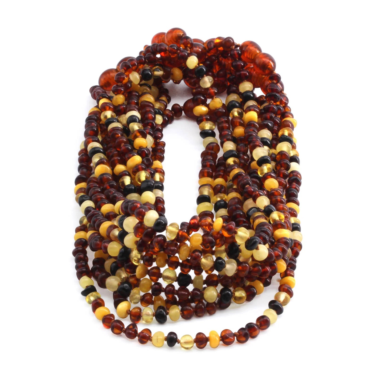 BALTIC AMBER BABY TEETHING NECKLACES LOT OF 10pcs - BAROQUE. LE392