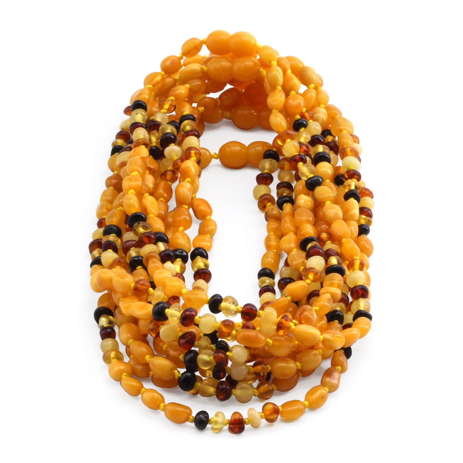 BALTIC AMBER BABY TEETHING NECKLACES LOT OF 10pcs - OLIVE. LE396