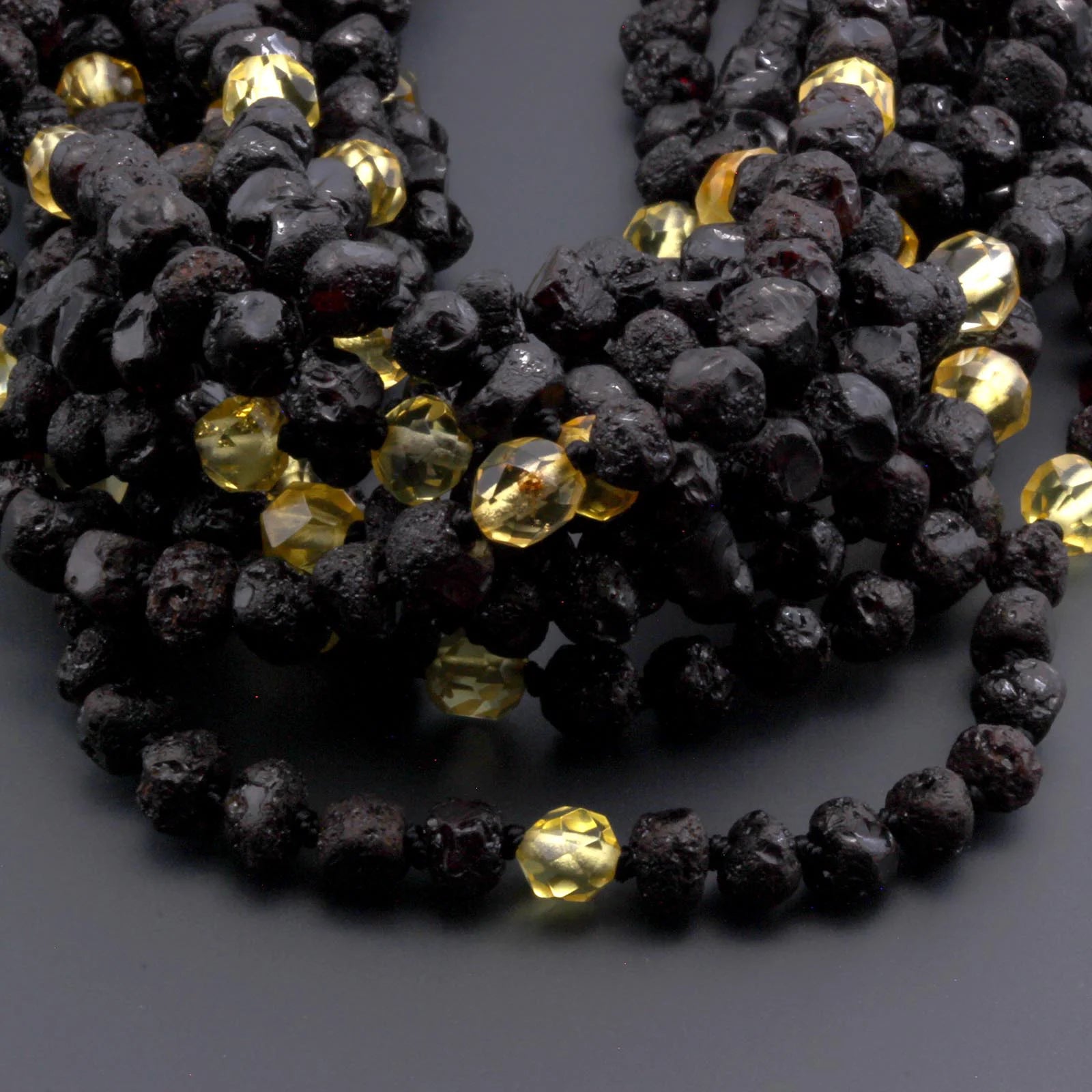 Baltic Amber Baby Teething Necklace Baroque Black Rough Finish - Wholesale Lot of 10pcs - 32cm / 12.6in - BE189