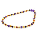 BALTIC AMBER JUNIOR NECKLACES WITH AMETHYST LOT OF 10pcs. JN83-B