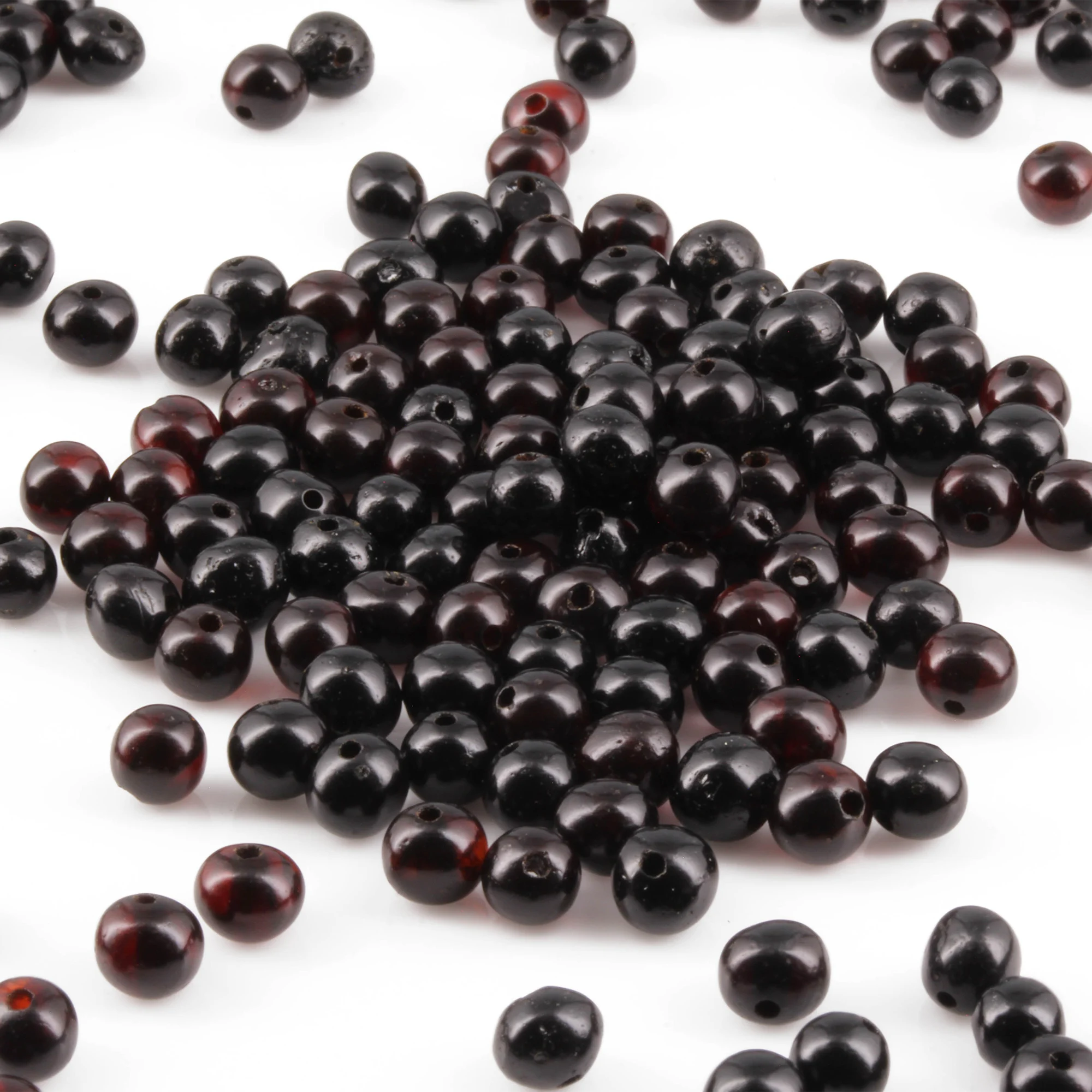 Baltic Amber Loose Beads - Black - Glossy Finish - Baroque 4mm - 100g Pack