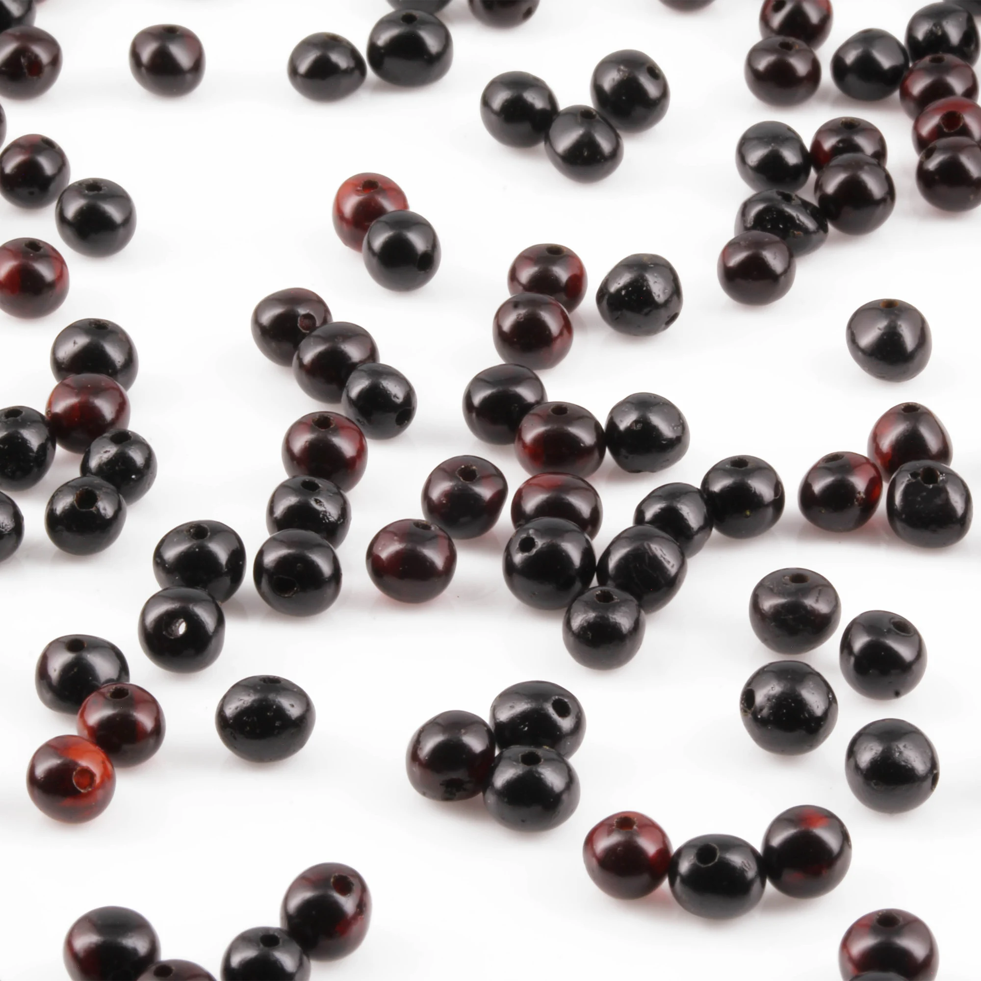 Baltic Amber Loose Beads - Black - Glossy Finish - Baroque 4mm - 100g Pack