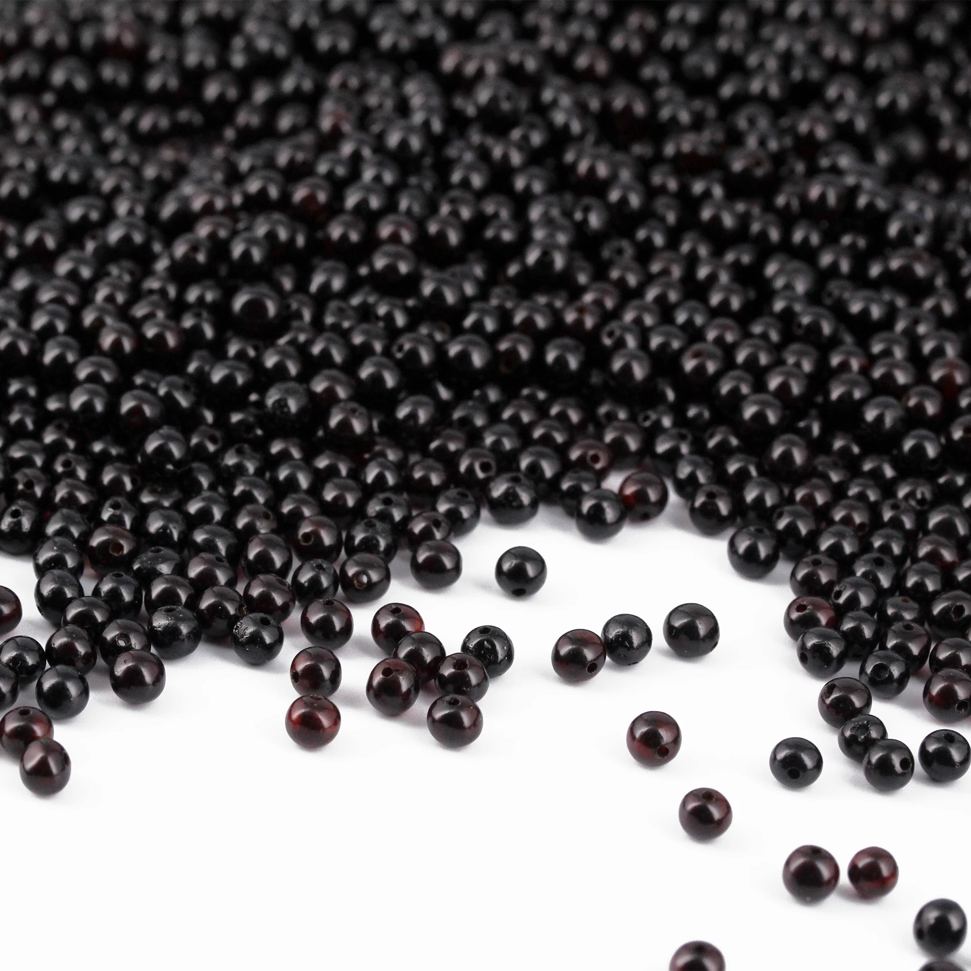 Baltic Amber Loose Beads - Black - Glossy Finish - Baroque 4mm - 100g Pack