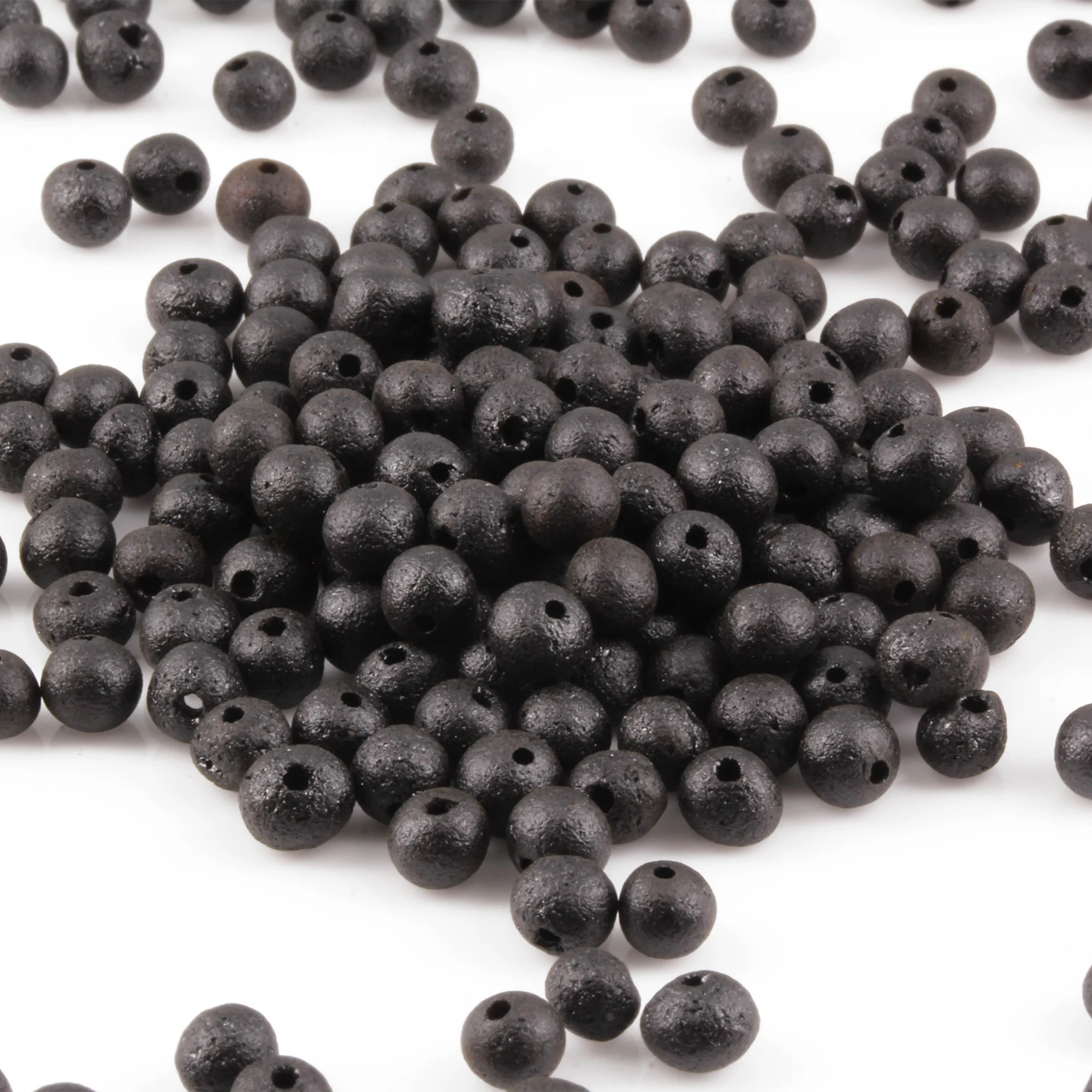 Baltic Amber Loose Beads - Black - Matte Finish - Baroque 4mm - 100g Pack