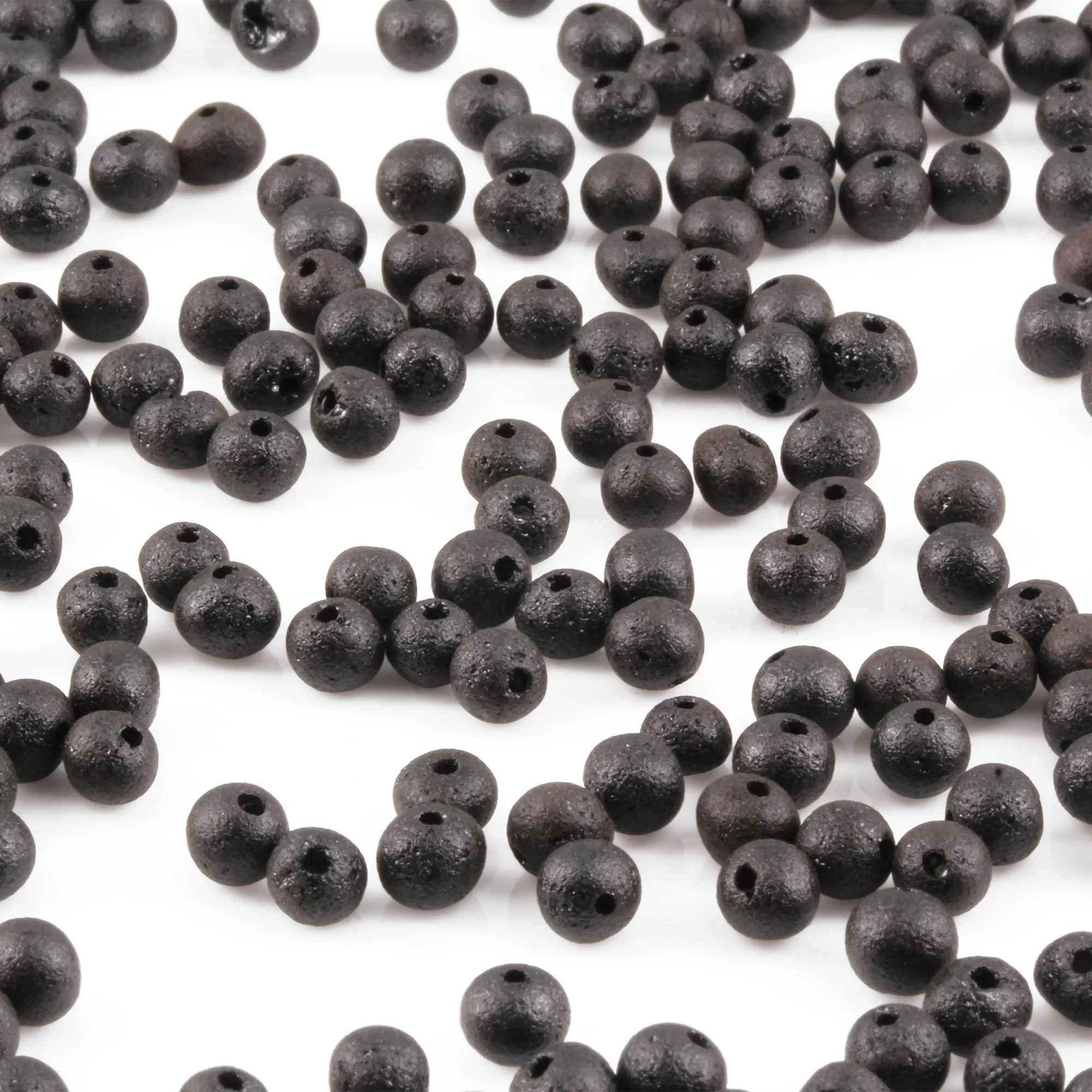 Baltic Amber Loose Beads - Black - Matte Finish - Baroque 4mm - 100g Pack