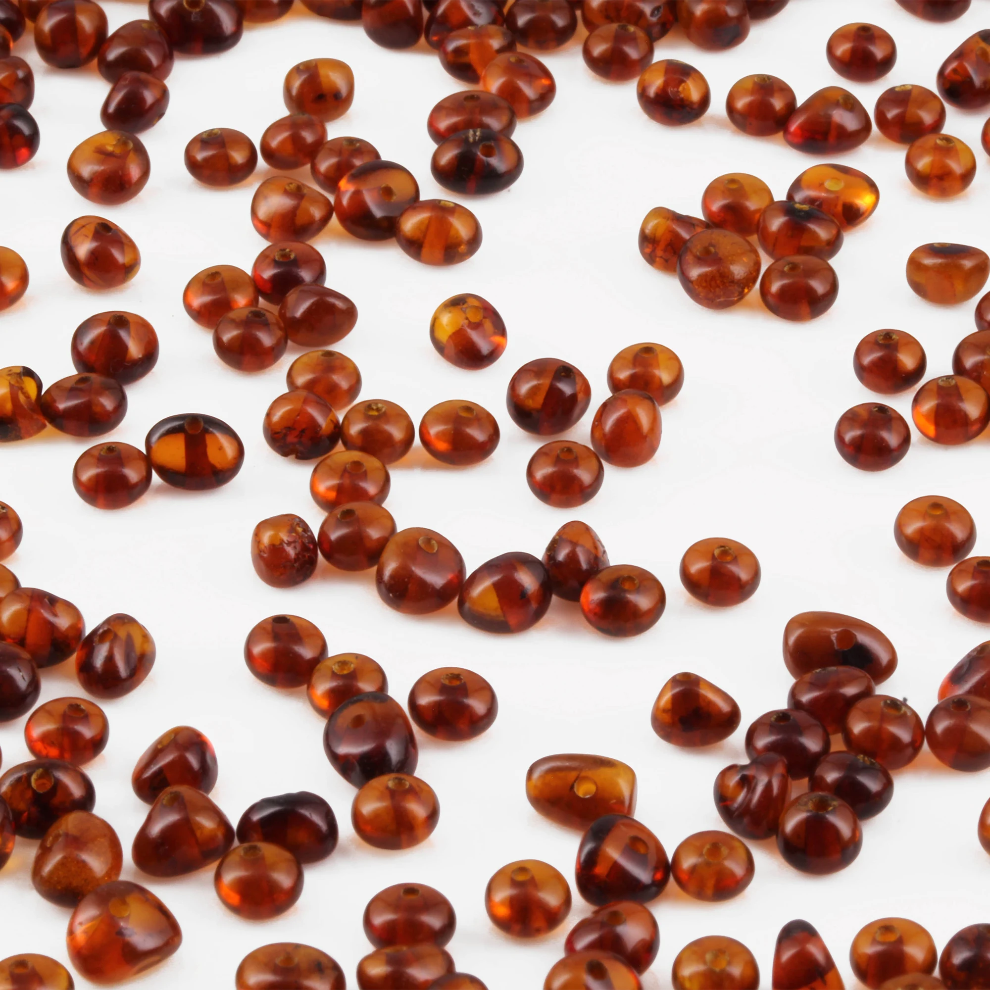 Baltic Amber Loose Beads - Cognac - Glossy Finish - Baroque 4mm - 100g Pack