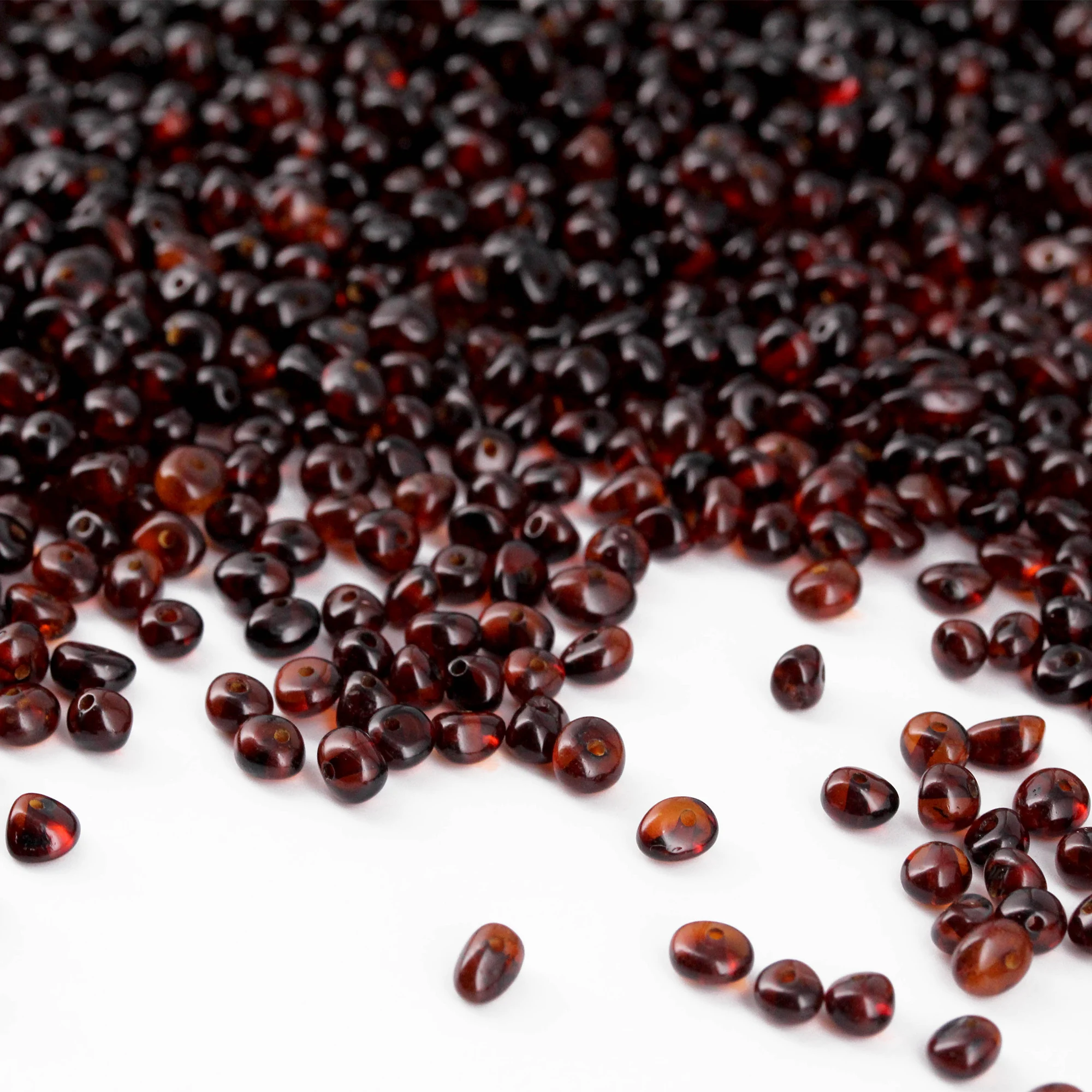 Baltic Amber Loose Beads - Dark Cognac - Glossy Finish - Baroque 4mm - 100g Pack