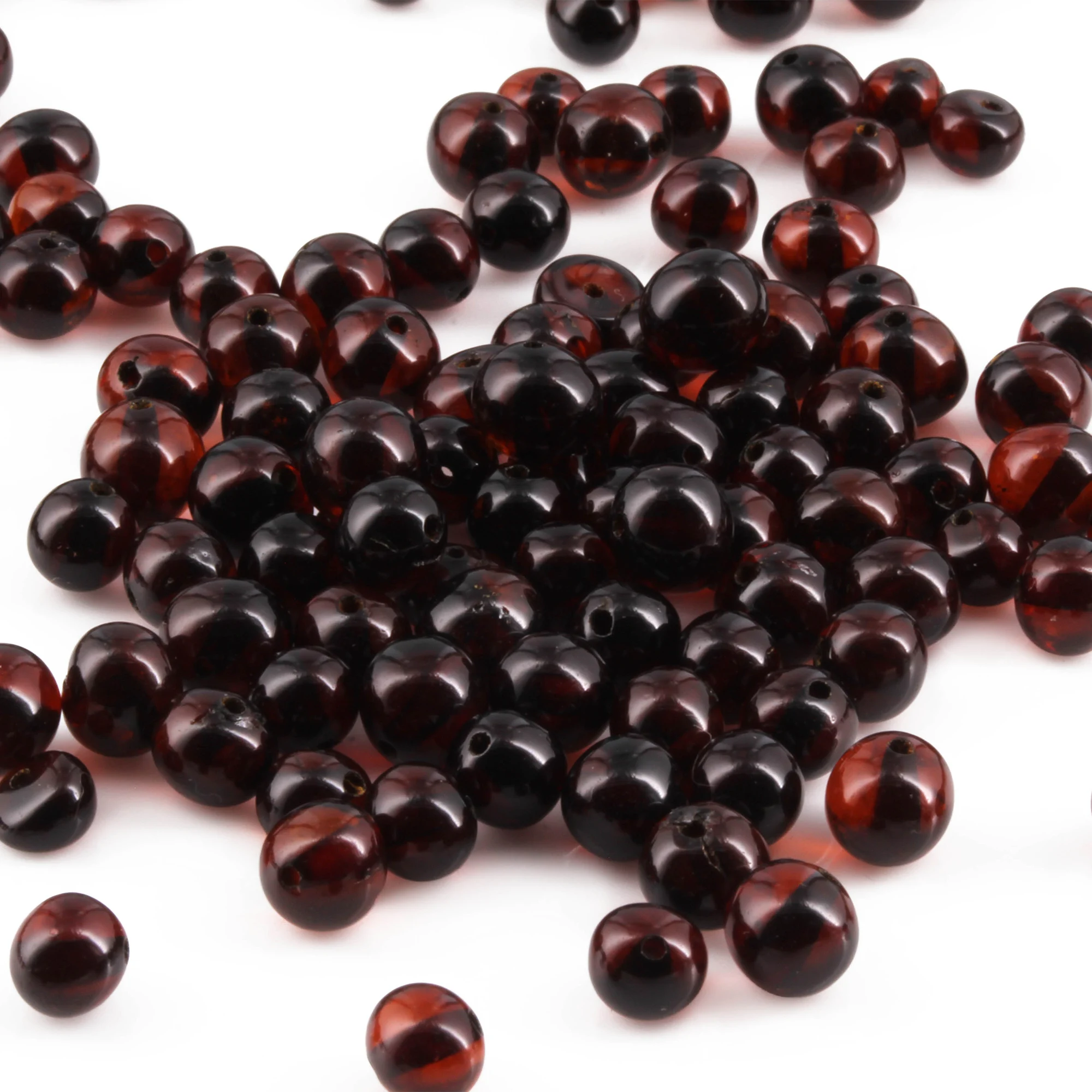 Baltic Amber Loose Beads - Dark Cognac - Glossy Finish - Baroque 5-6mm - 100g Pack