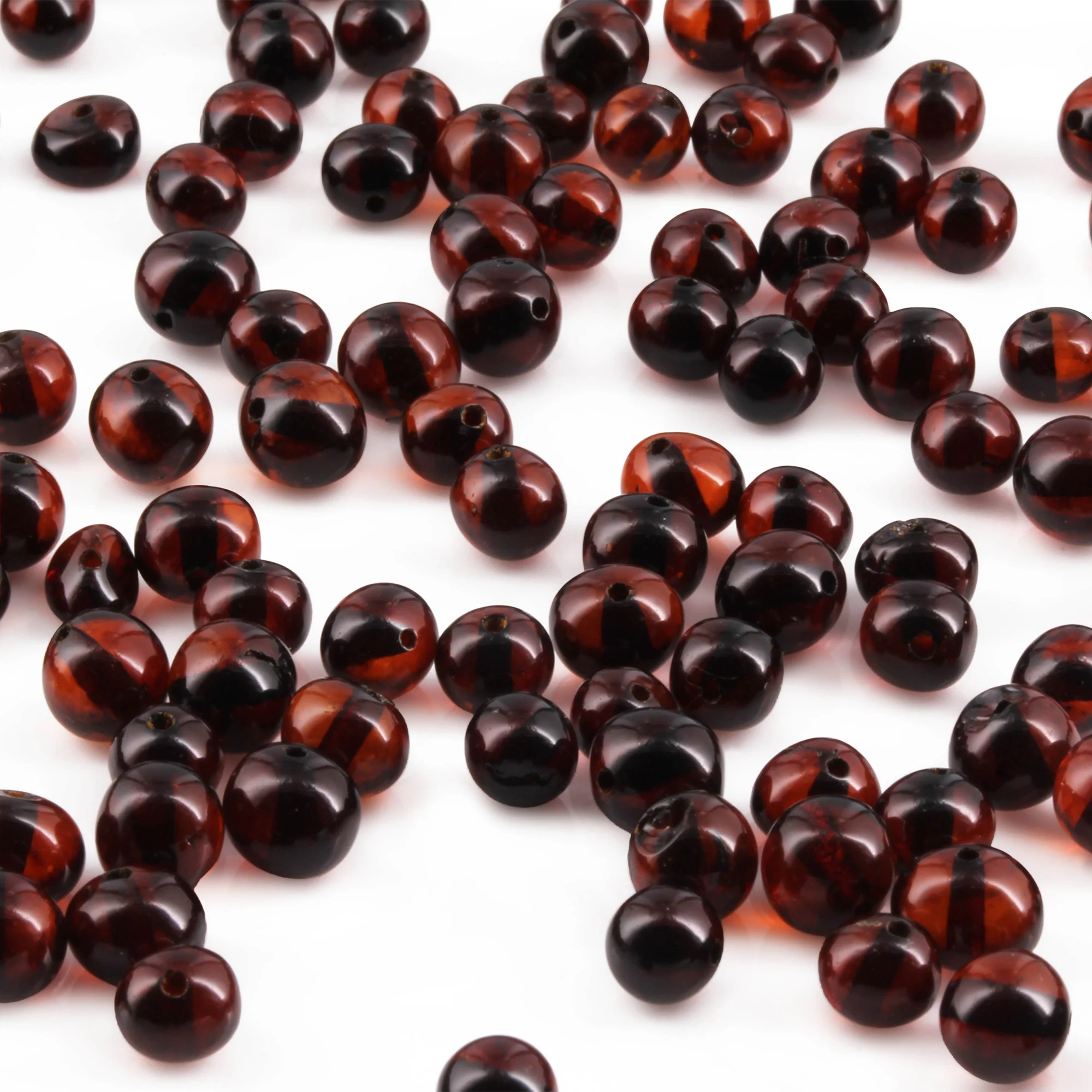 Baltic Amber Loose Beads - Dark Cognac - Glossy Finish - Baroque 5-6mm - 100g Pack