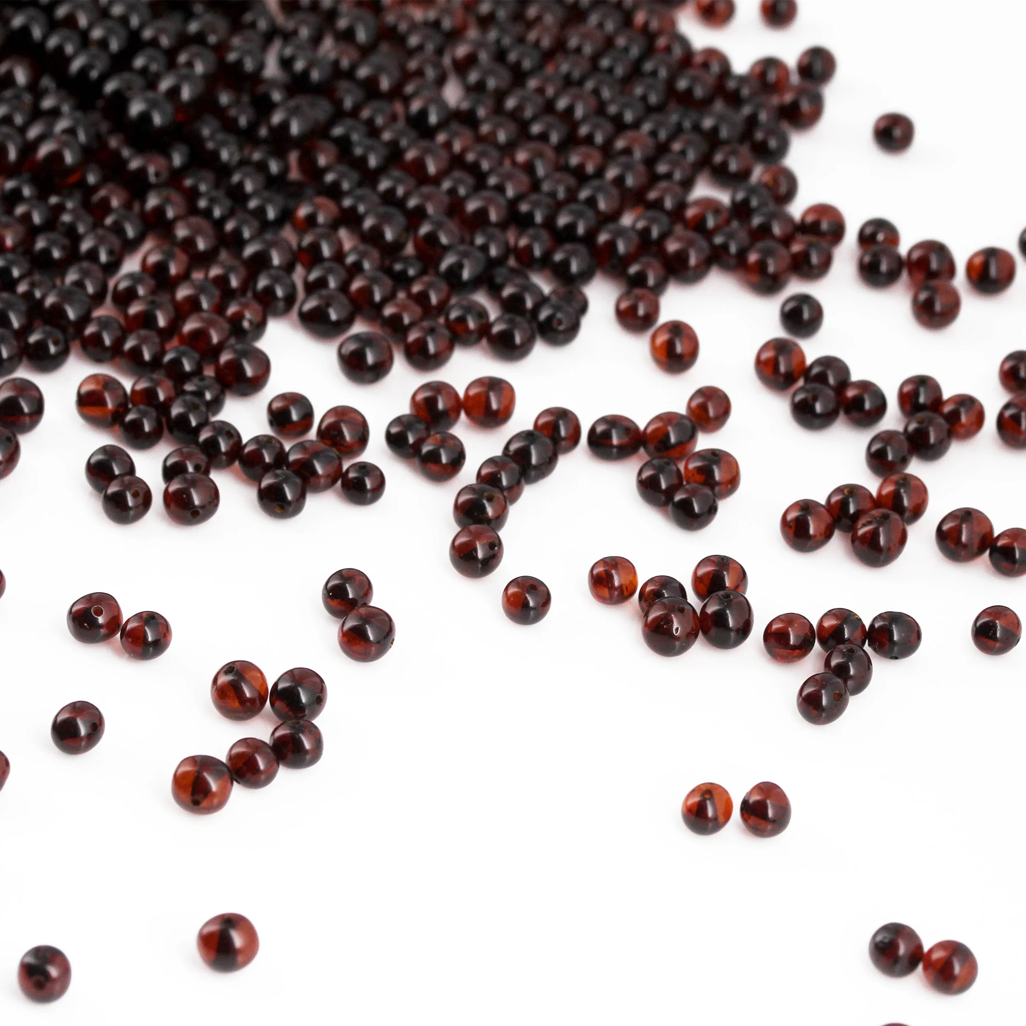 Baltic Amber Loose Beads - Dark Cognac - Glossy Finish - Baroque 5-6mm - 100g Pack