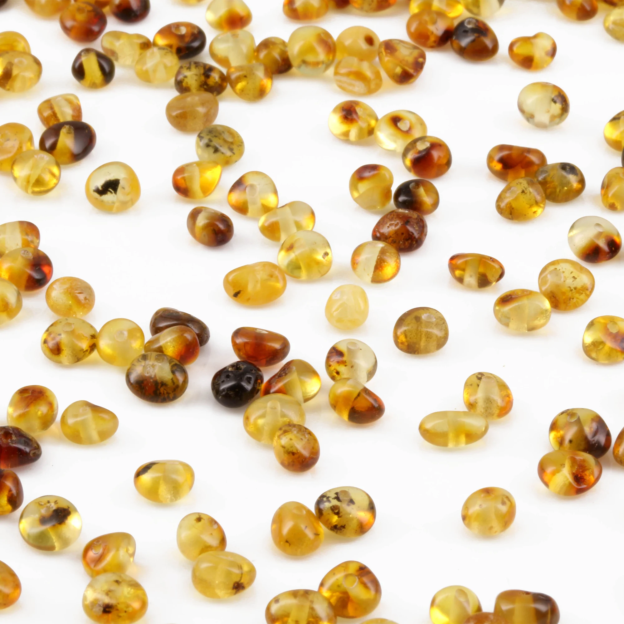 Baltic Amber Loose Beads - Green - Glossy Finish - Baroque 4mm - 100g Pack