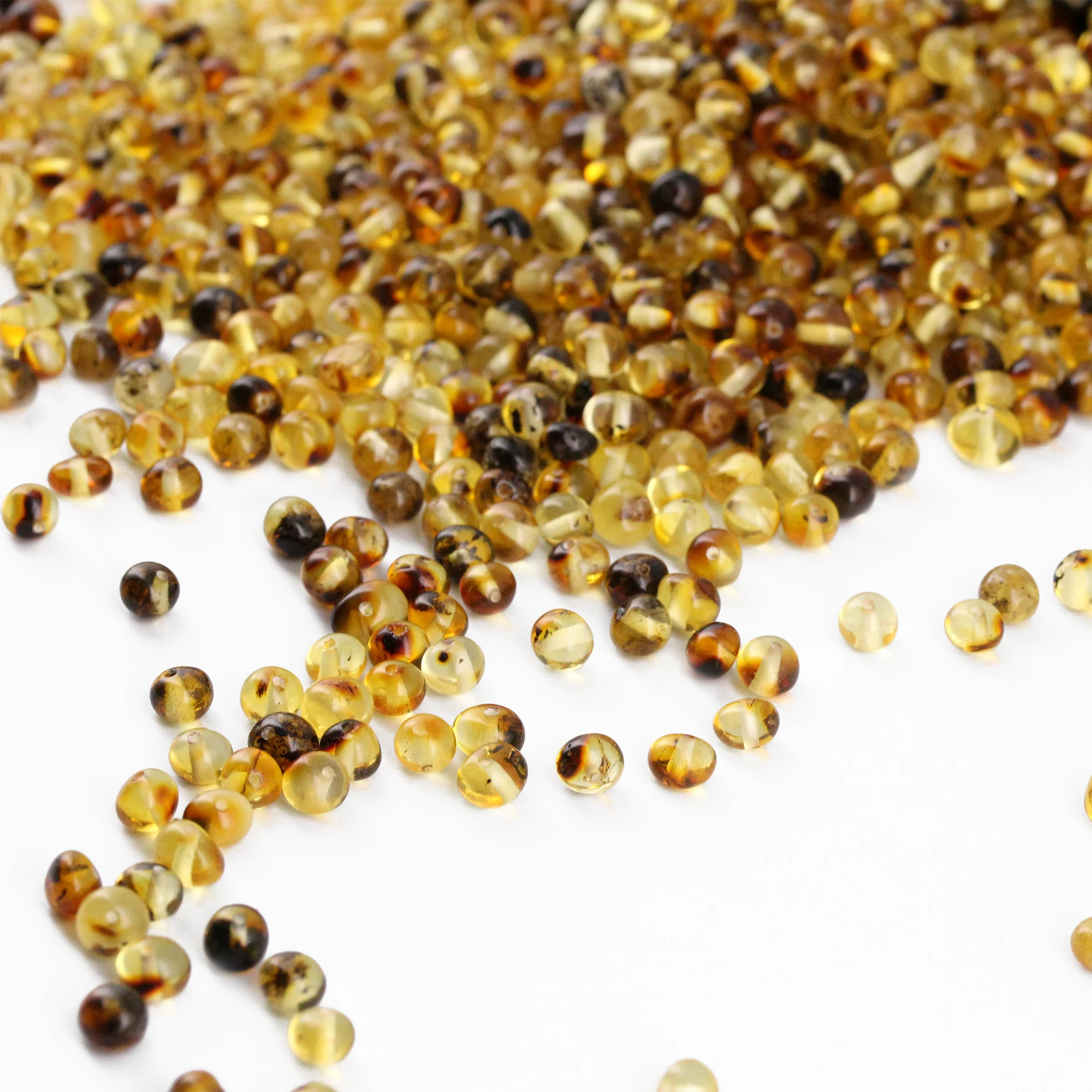 Baltic Amber Loose Beads - Green - Glossy Finish - Baroque 5mm - 100g Pack