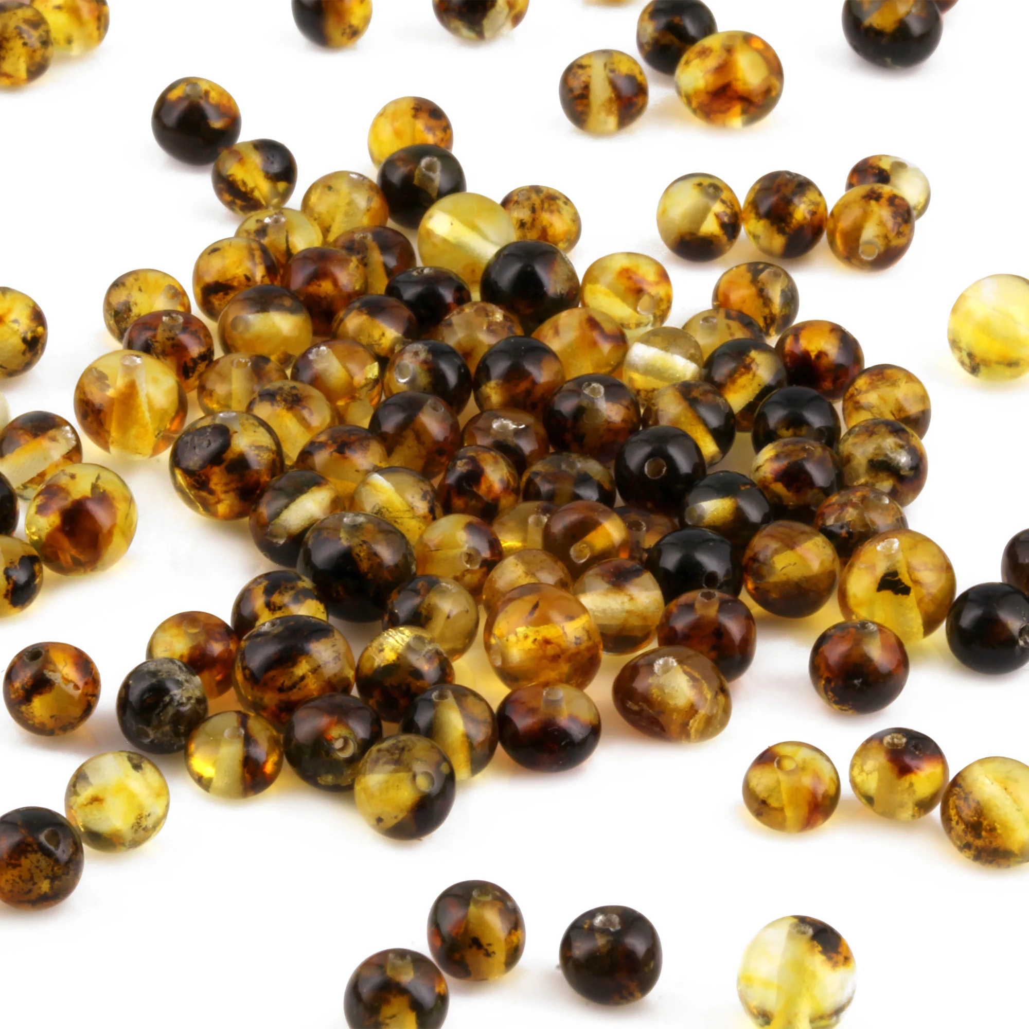 Baltic Amber Loose Beads - Green - Glossy Finish - Baroque 5-6mm - 100g Pack