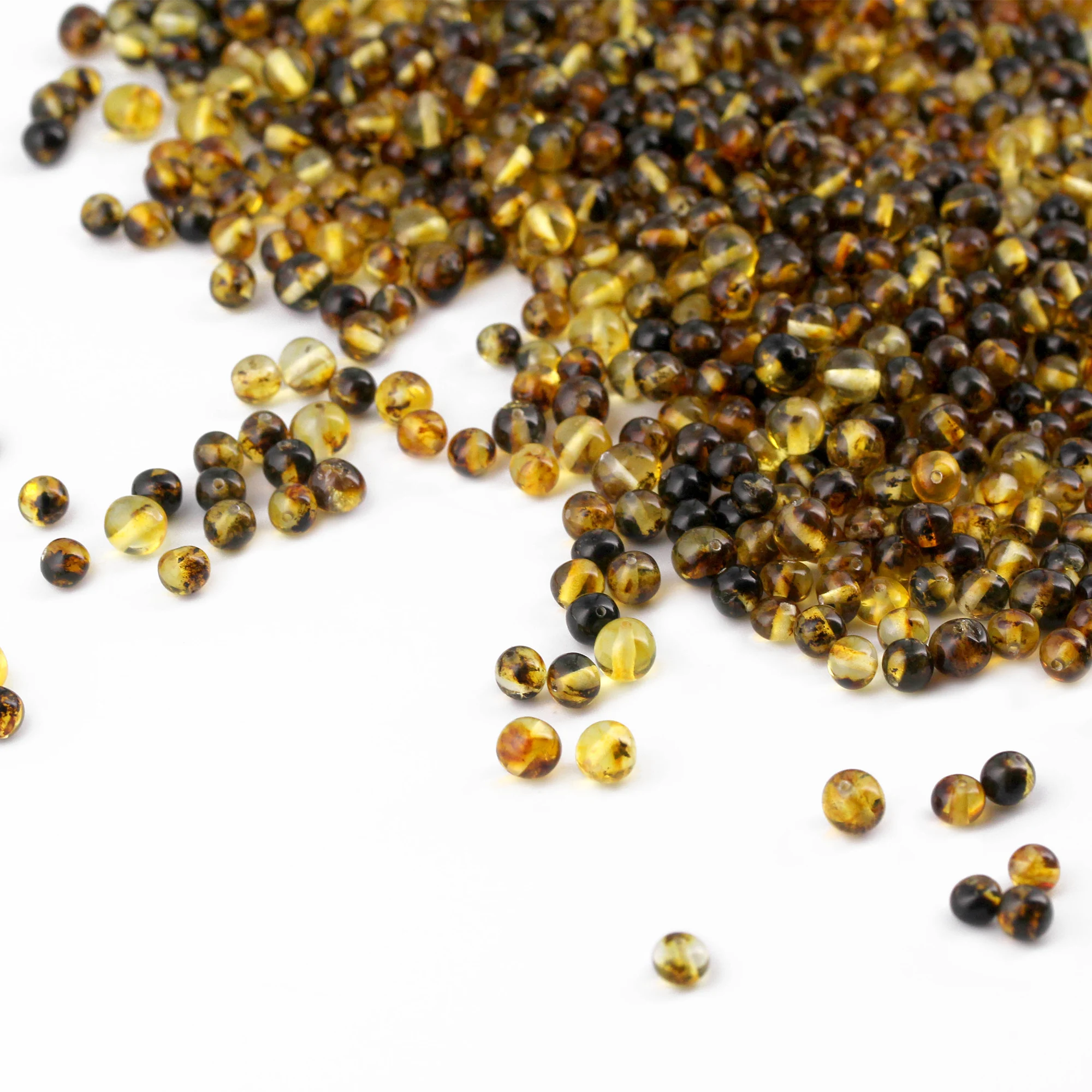 Baltic Amber Loose Beads - Green - Glossy Finish - Baroque 5-6mm - 100g Pack