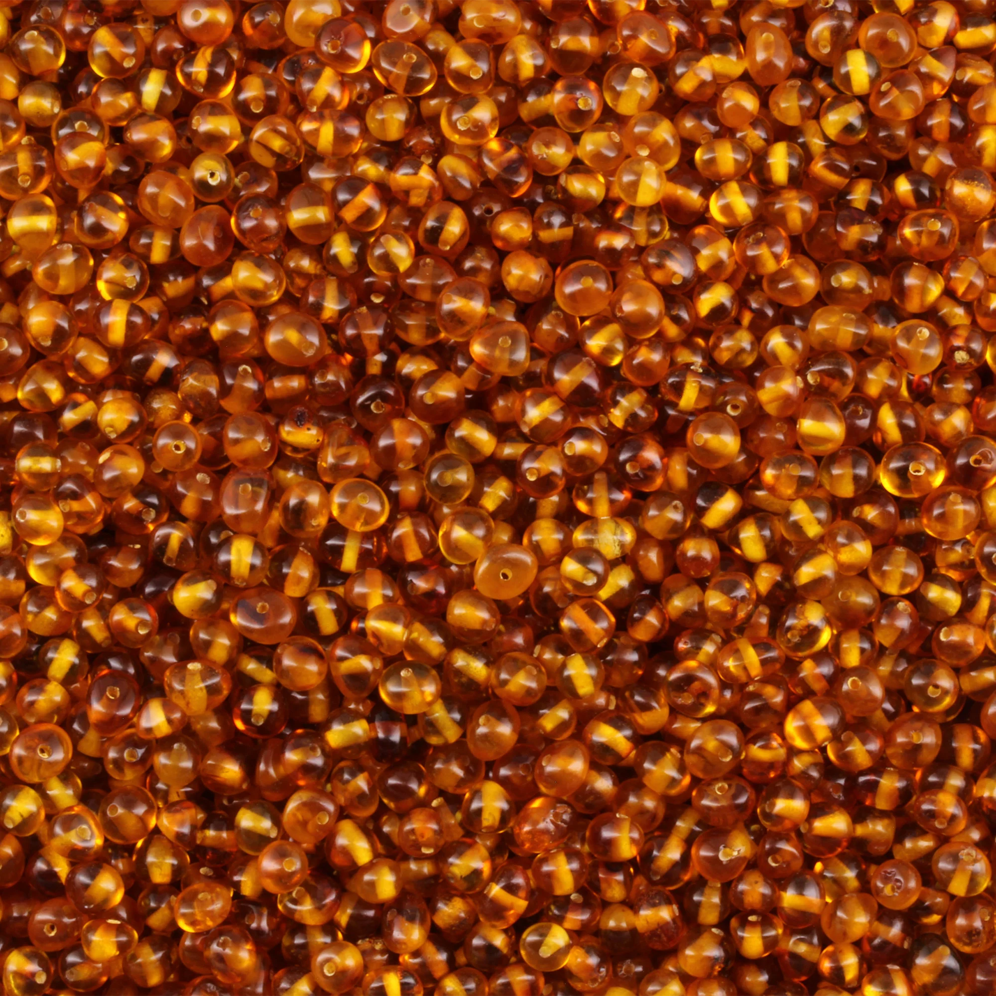 Baltic Amber Loose Beads - Light Cognac - Glossy Finish - Baroque 4mm - 100g Pack