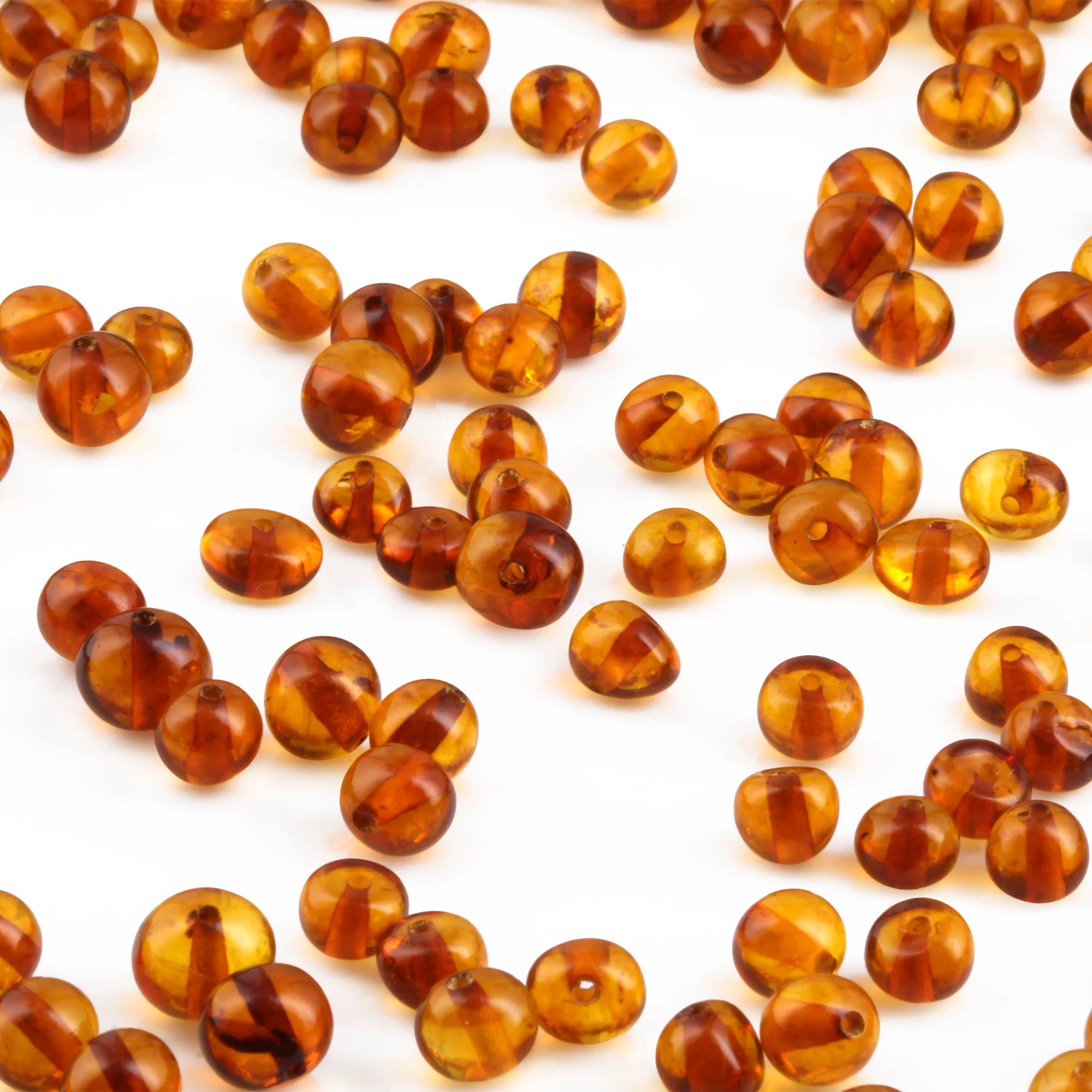 Baltic Amber Loose Beads - Light Cognac - Glossy Finish - Baroque 5-6mm - 100g Pack
