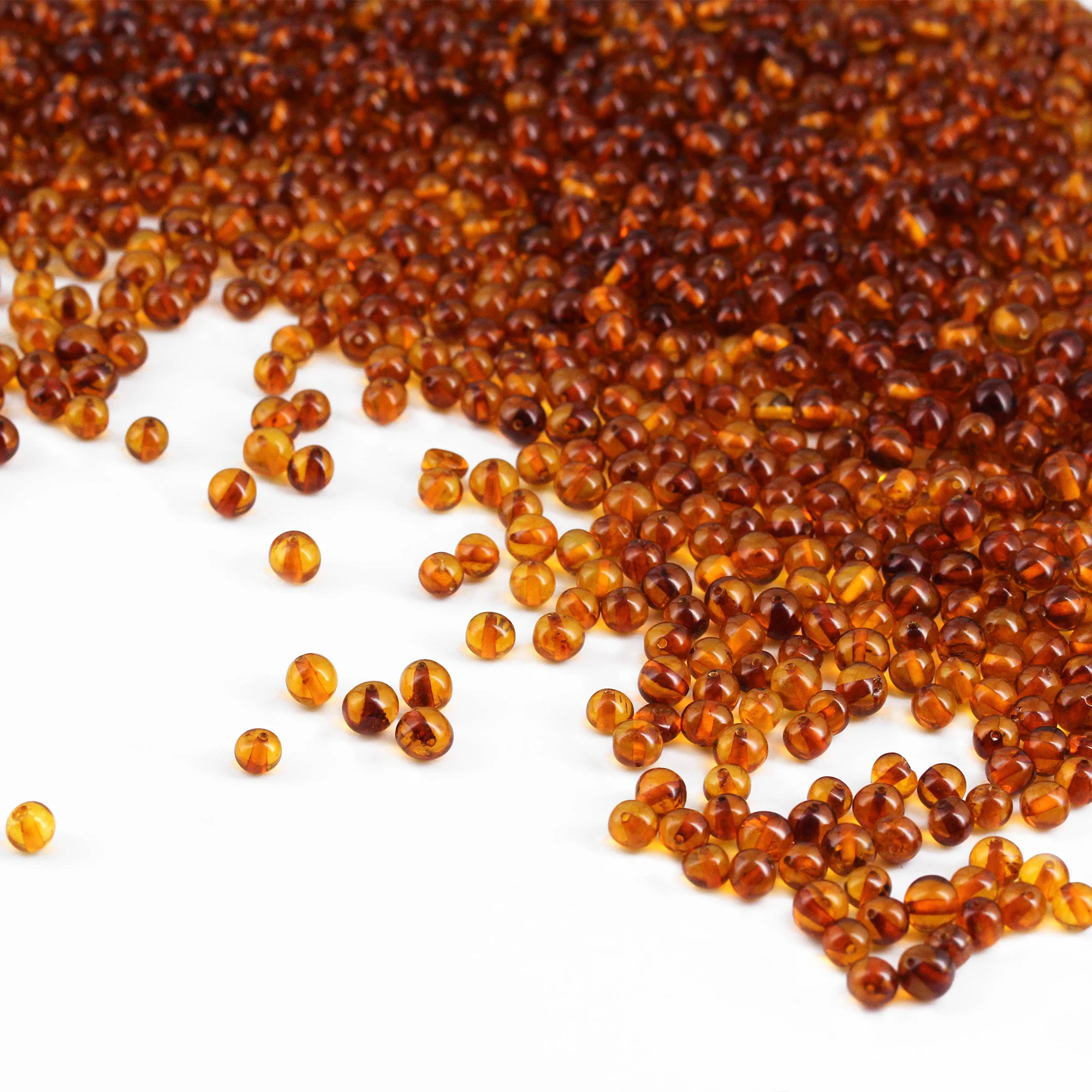 Baltic Amber Loose Beads - Light Cognac - Glossy Finish - Baroque 5-6mm - 100g Pack