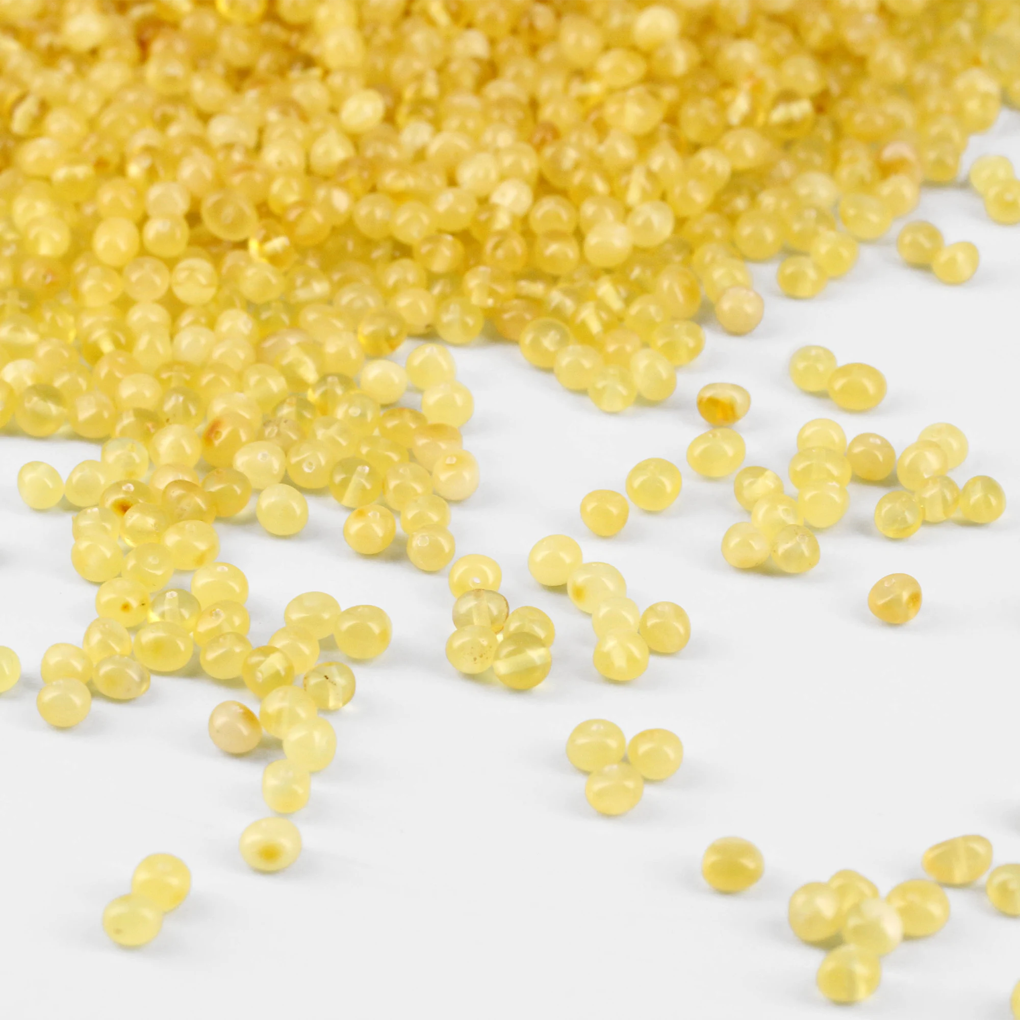 Baltic Amber Loose Beads - Milky Yellow - Glossy Finish - Baroque 5mm - 100g Pack