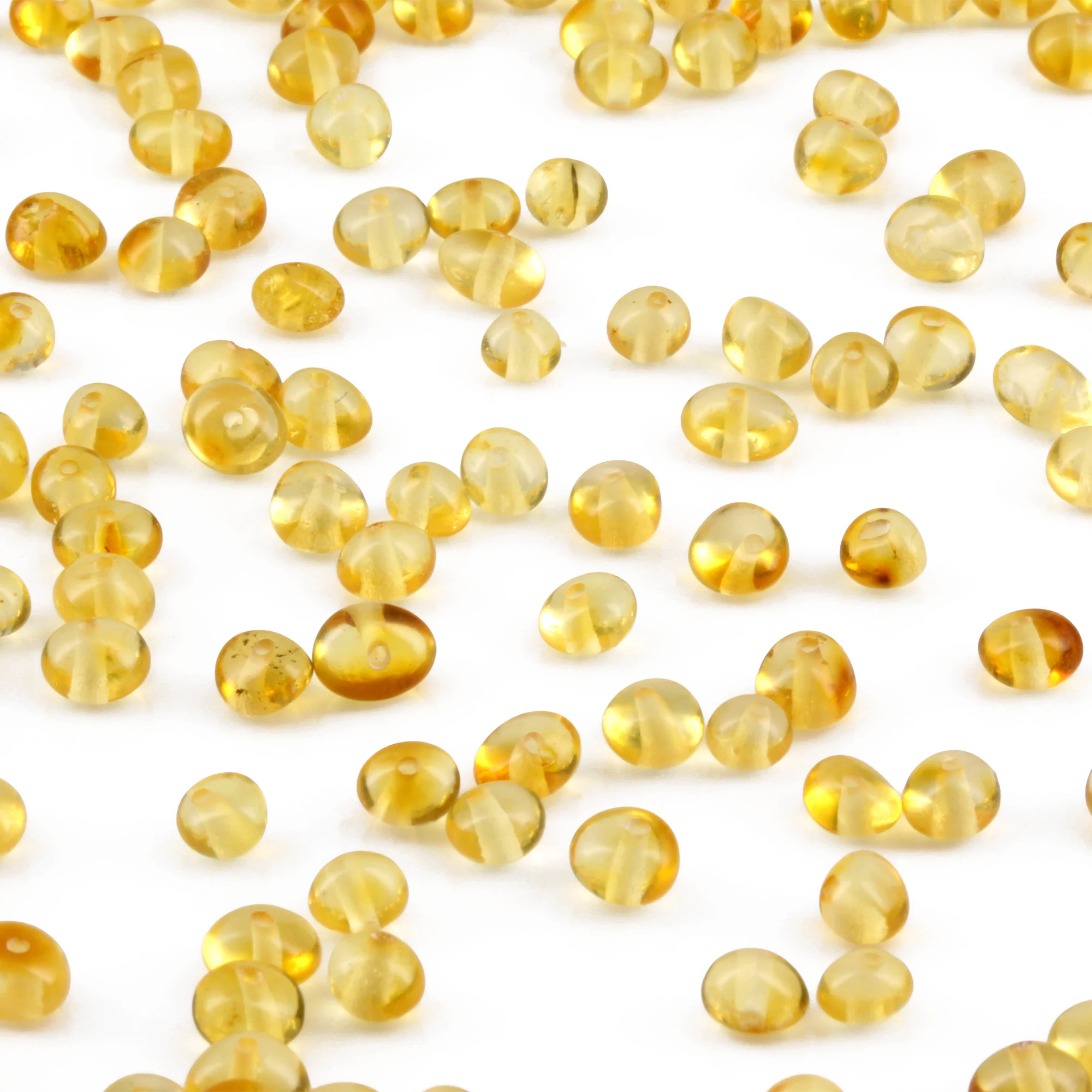 Baltic Amber Loose Beads - Yellow - Glossy Finish - Baroque 4mm - 100g Pack