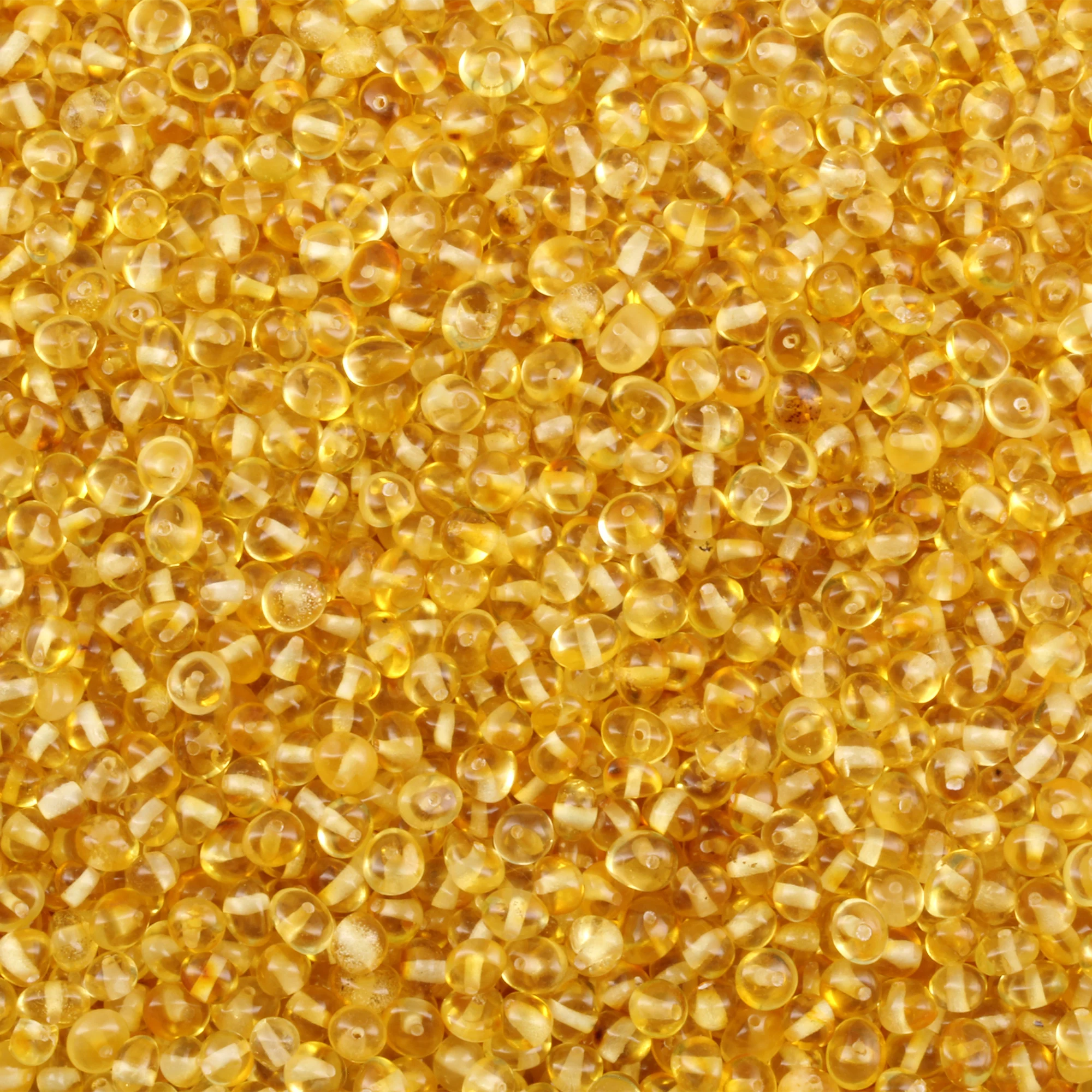 Baltic Amber Loose Beads - Yellow - Glossy Finish - Baroque 4mm - 100g Pack