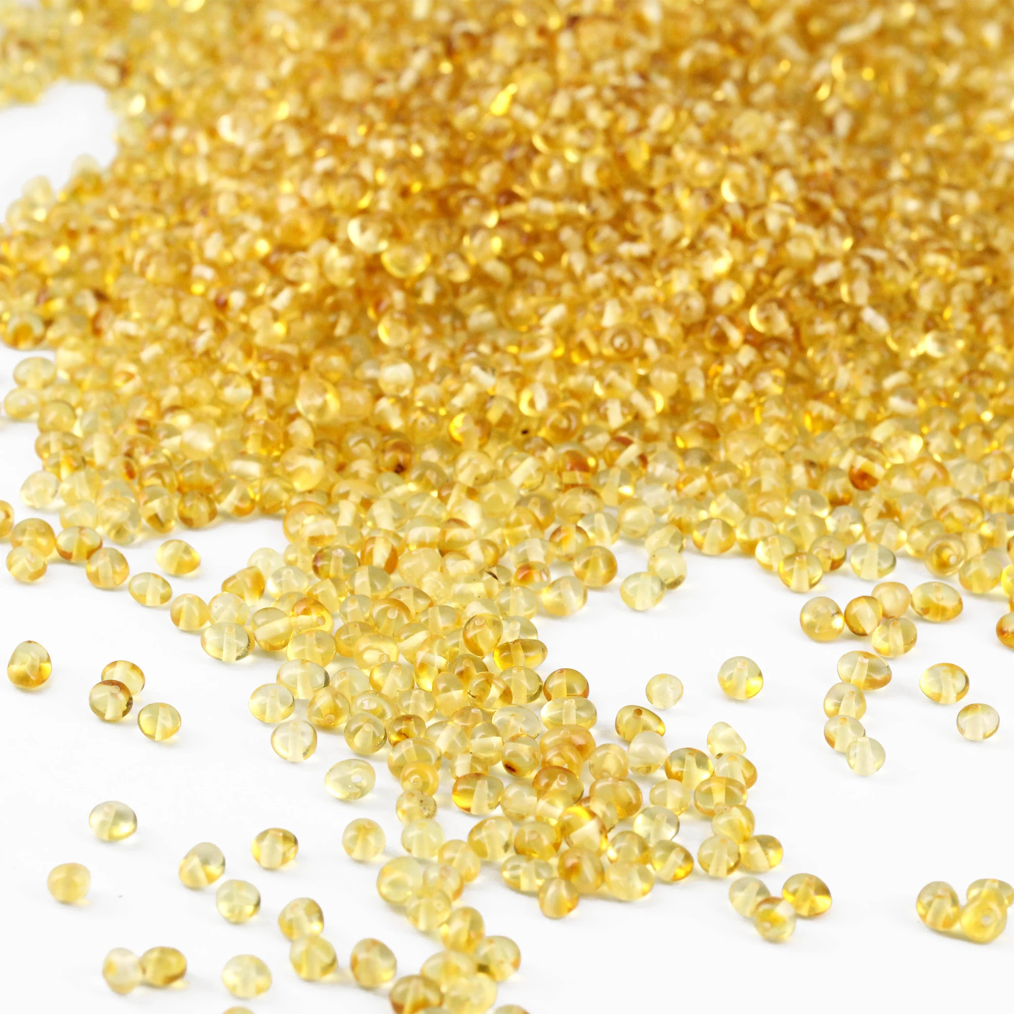 Baltic Amber Loose Beads - Yellow - Glossy Finish - Baroque 4mm - 100g Pack