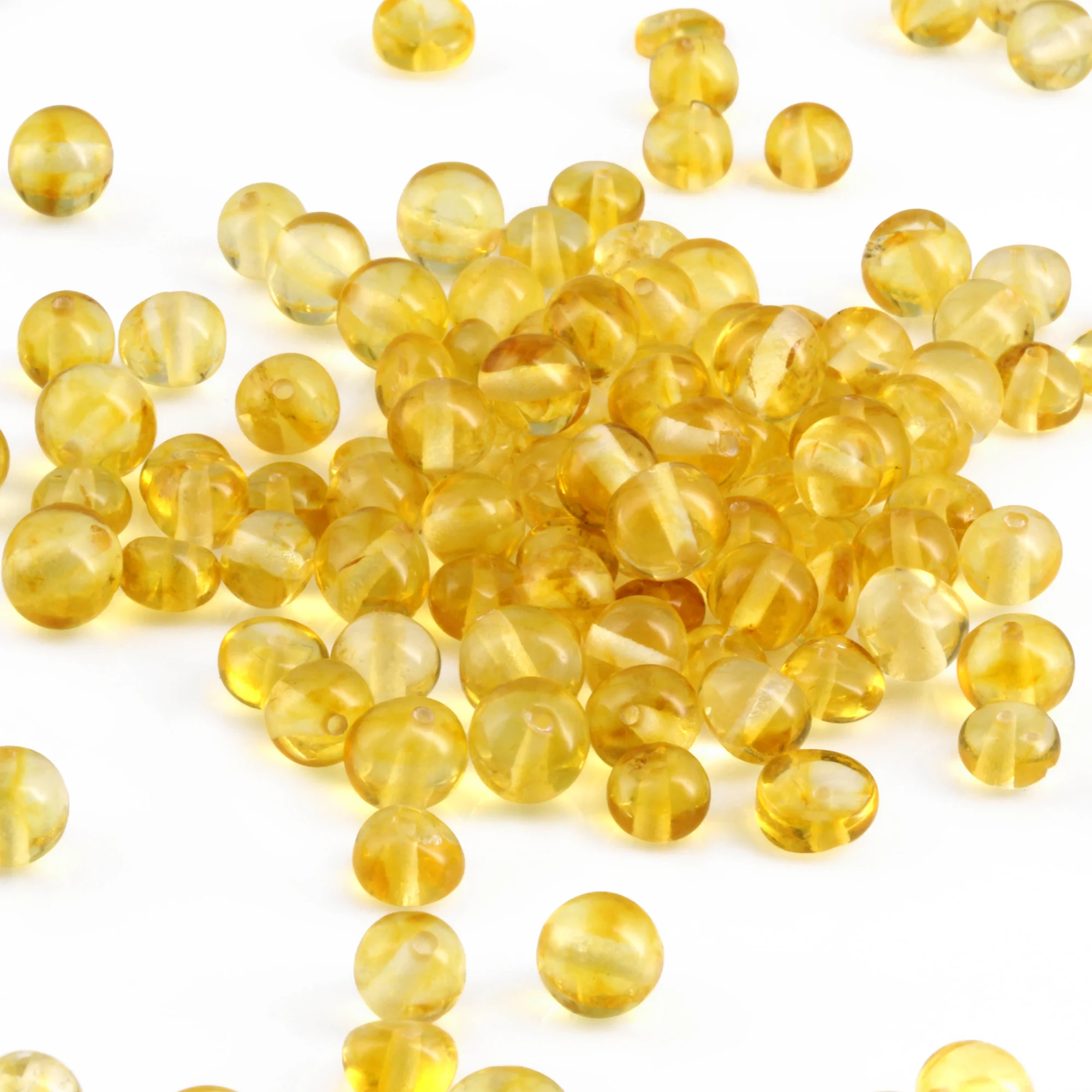 Baltic Amber Loose Beads - Yellow - Glossy Finish - Baroque 5-6mm - 100g Pack