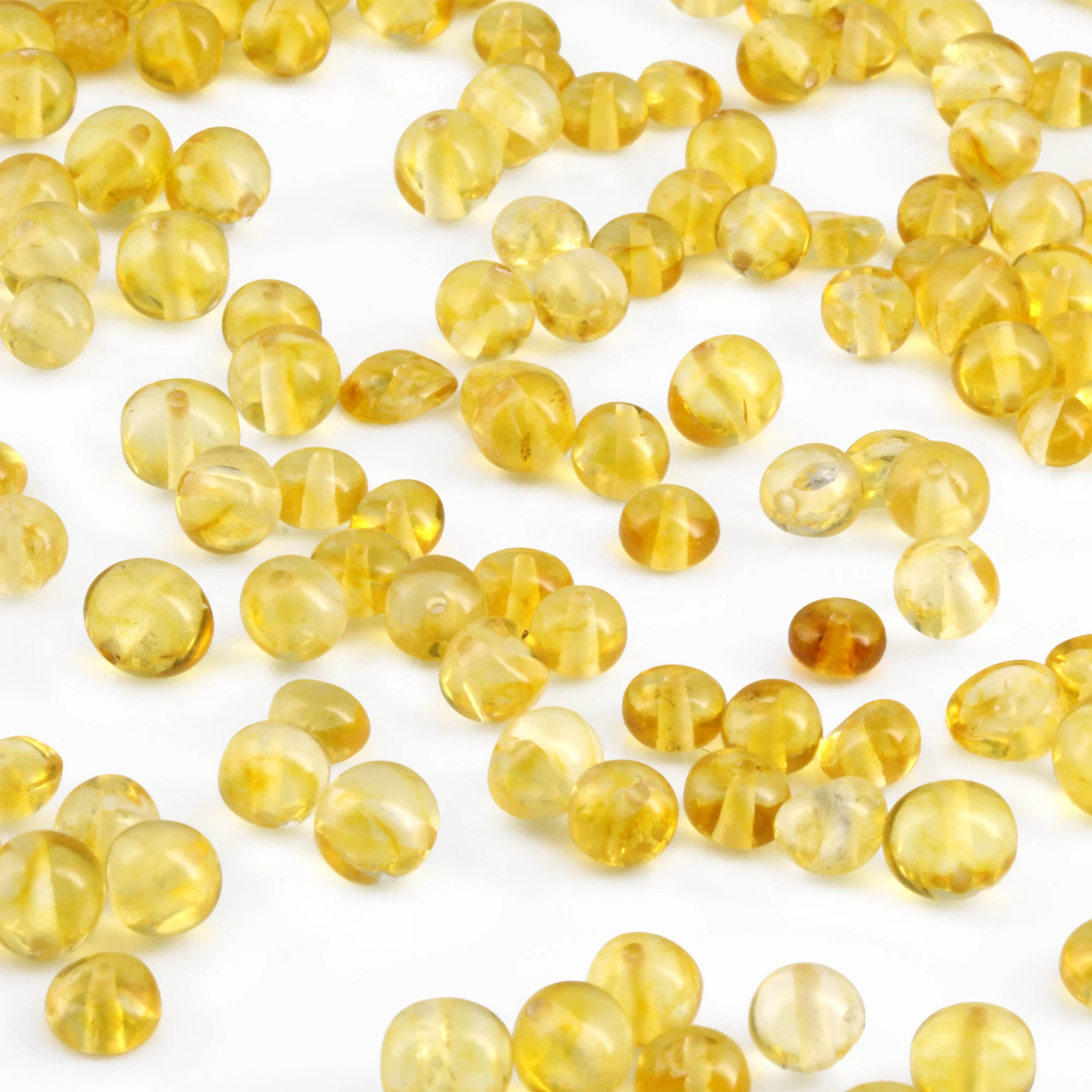 Baltic Amber Loose Beads - Yellow - Glossy Finish - Baroque 5-6mm - 100g Pack