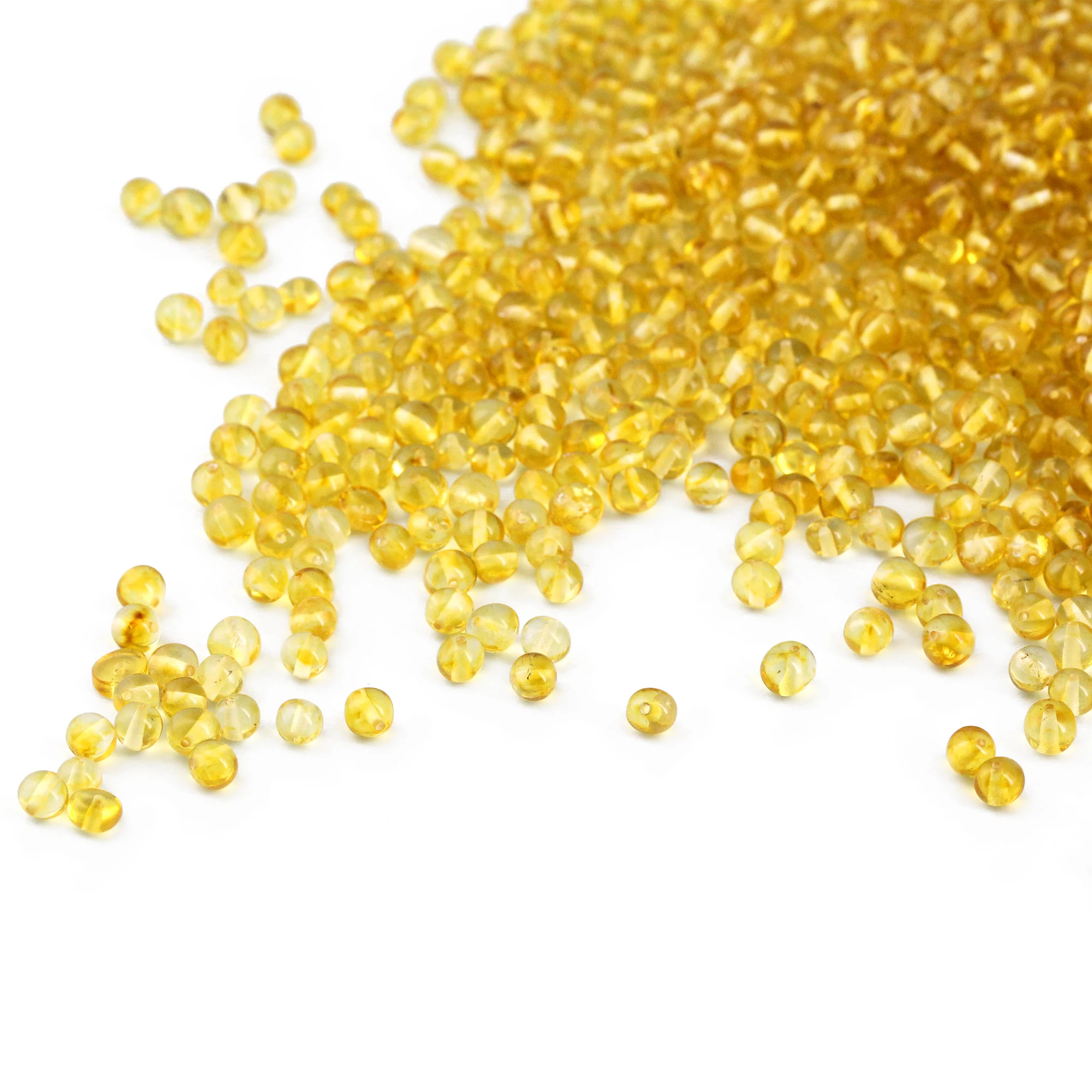Baltic Amber Loose Beads - Yellow - Glossy Finish - Baroque 5-6mm - 100g Pack