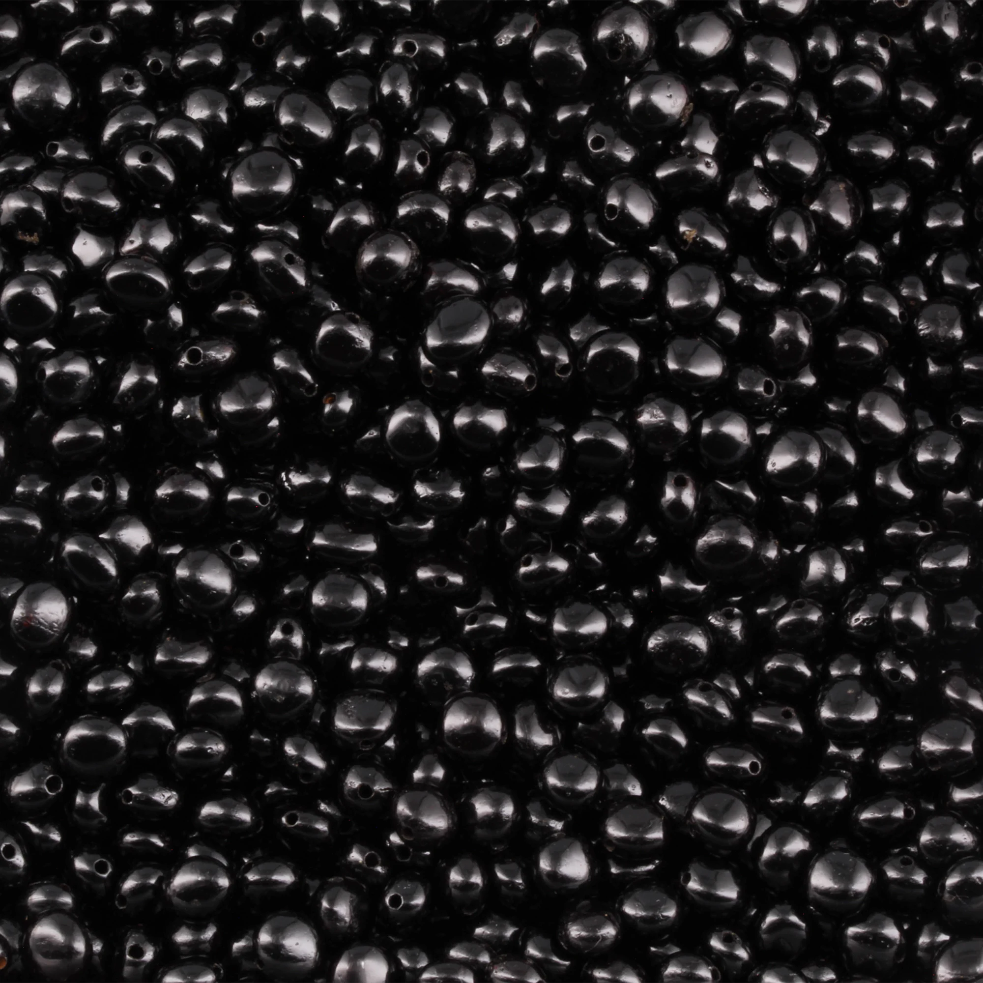 Baltic Amber Loose Beads - Black - Glossy Finish - Side Drill 6mm - 100g Pack