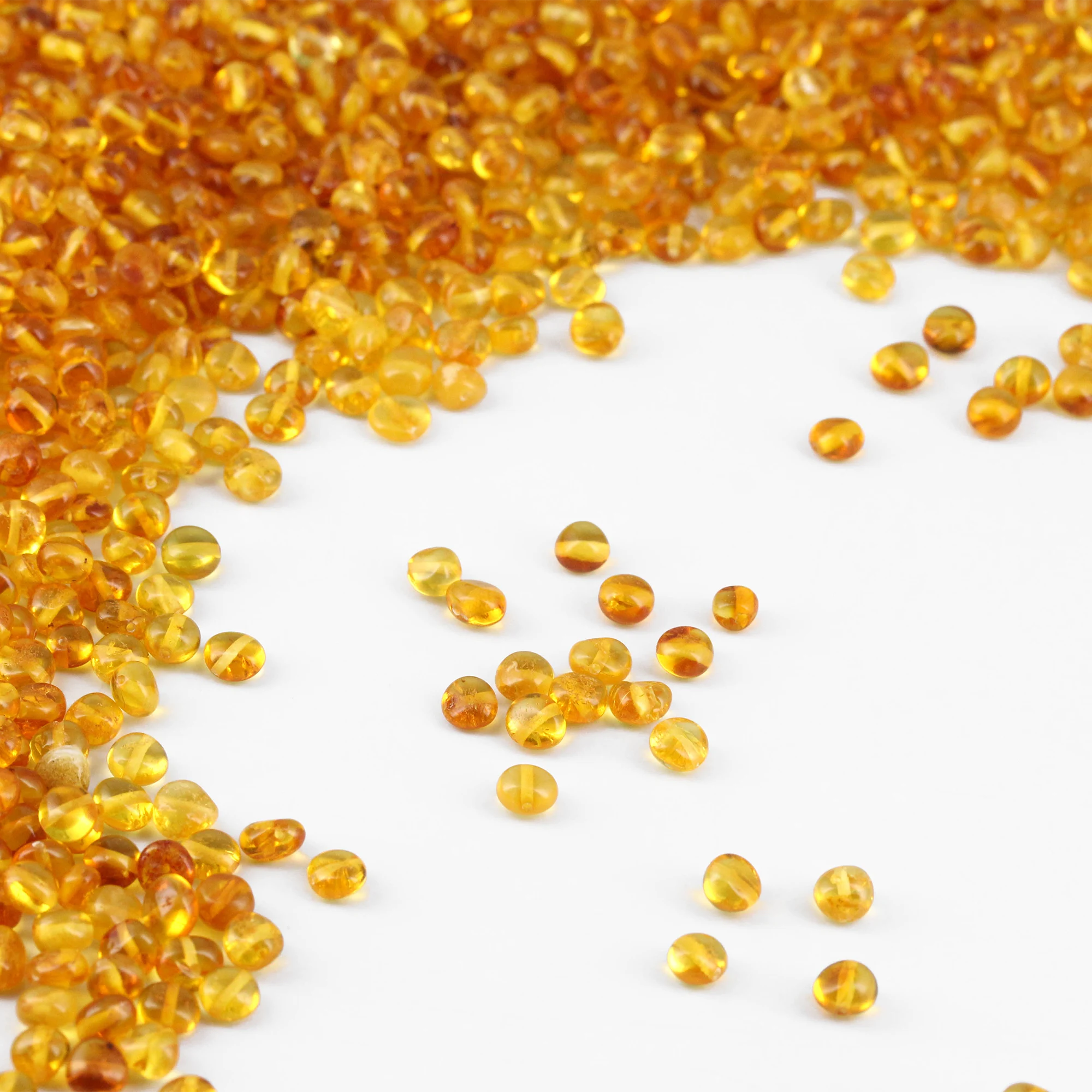 Baltic Amber Loose Beads - Light Cognac - Glossy Finish - Side Drill 6mm - 100g Pack